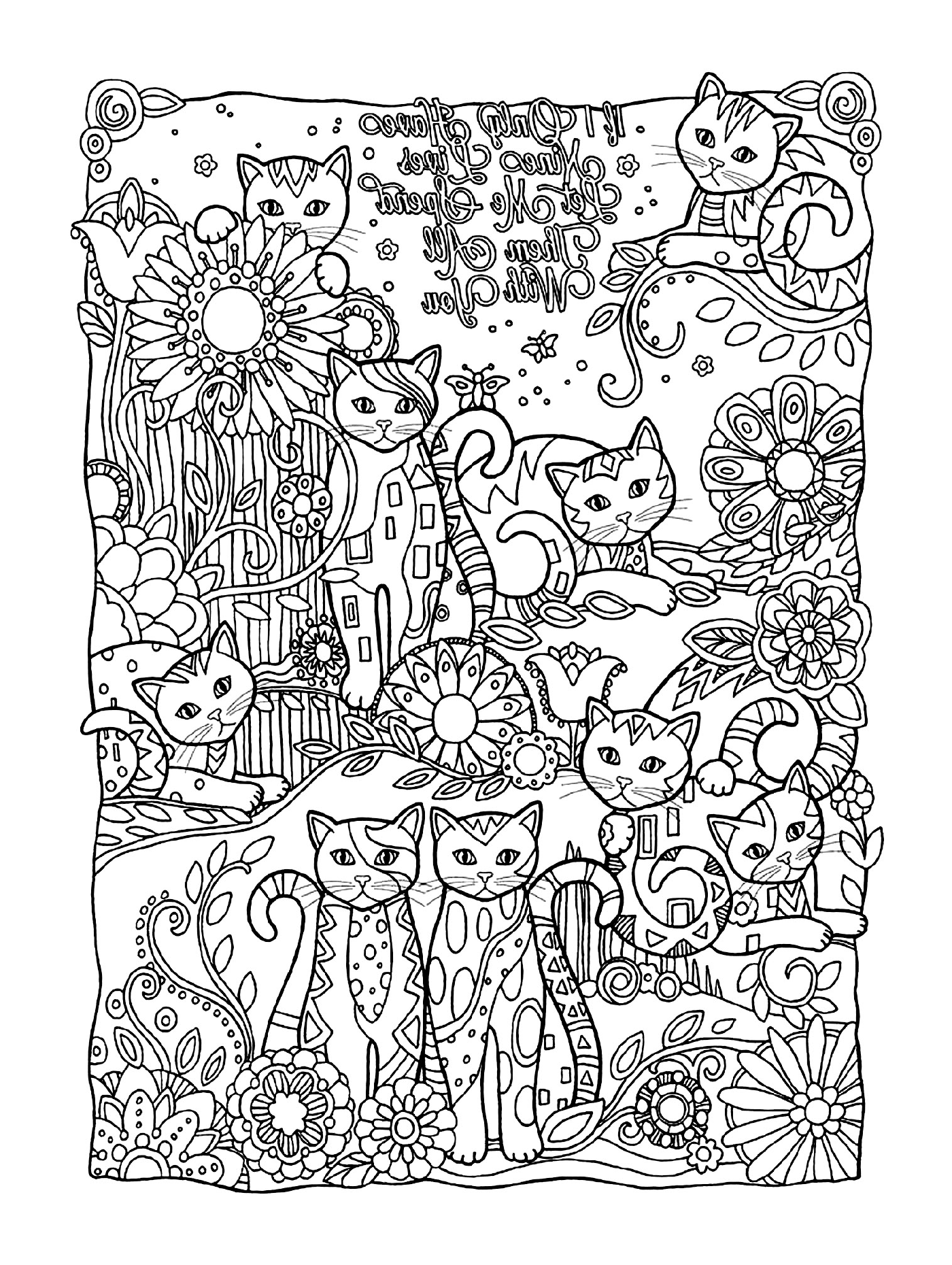 coloriage adulte animaux plein chats