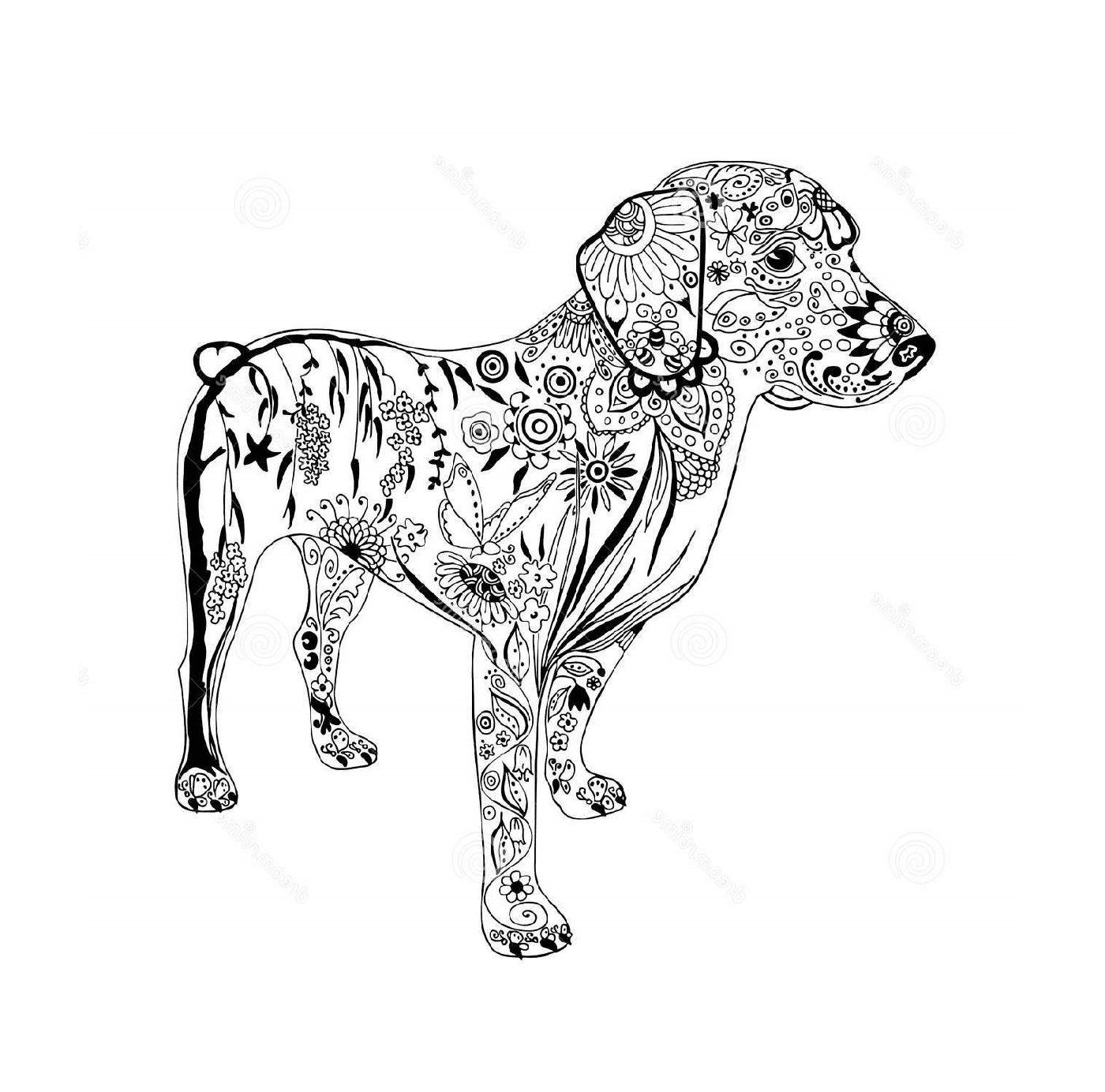 coloriage chien doodle zentangle animaux adulte