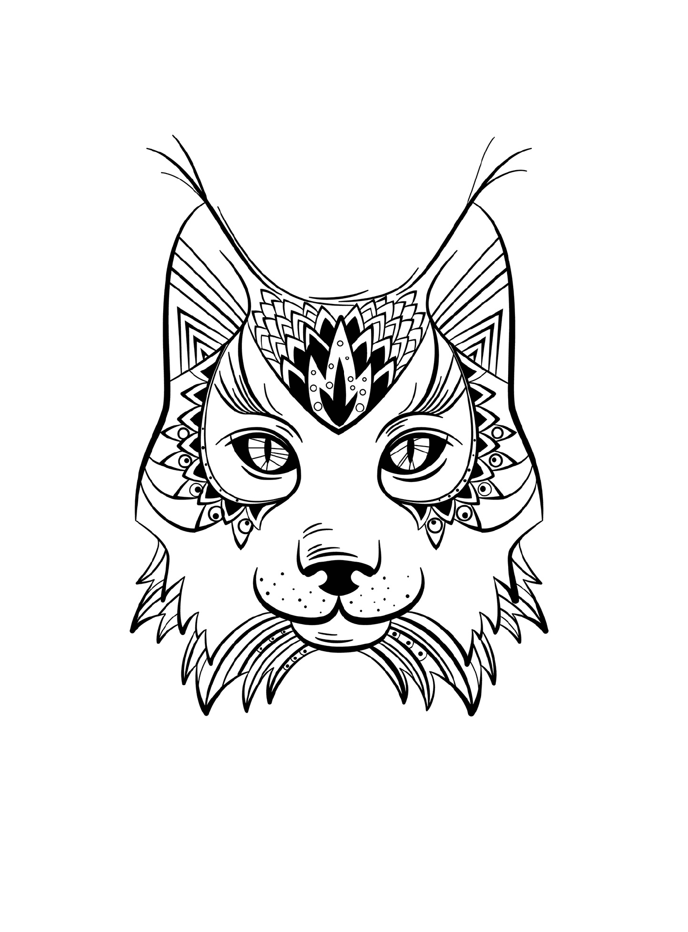 coloriage lynx animal adulte mandala