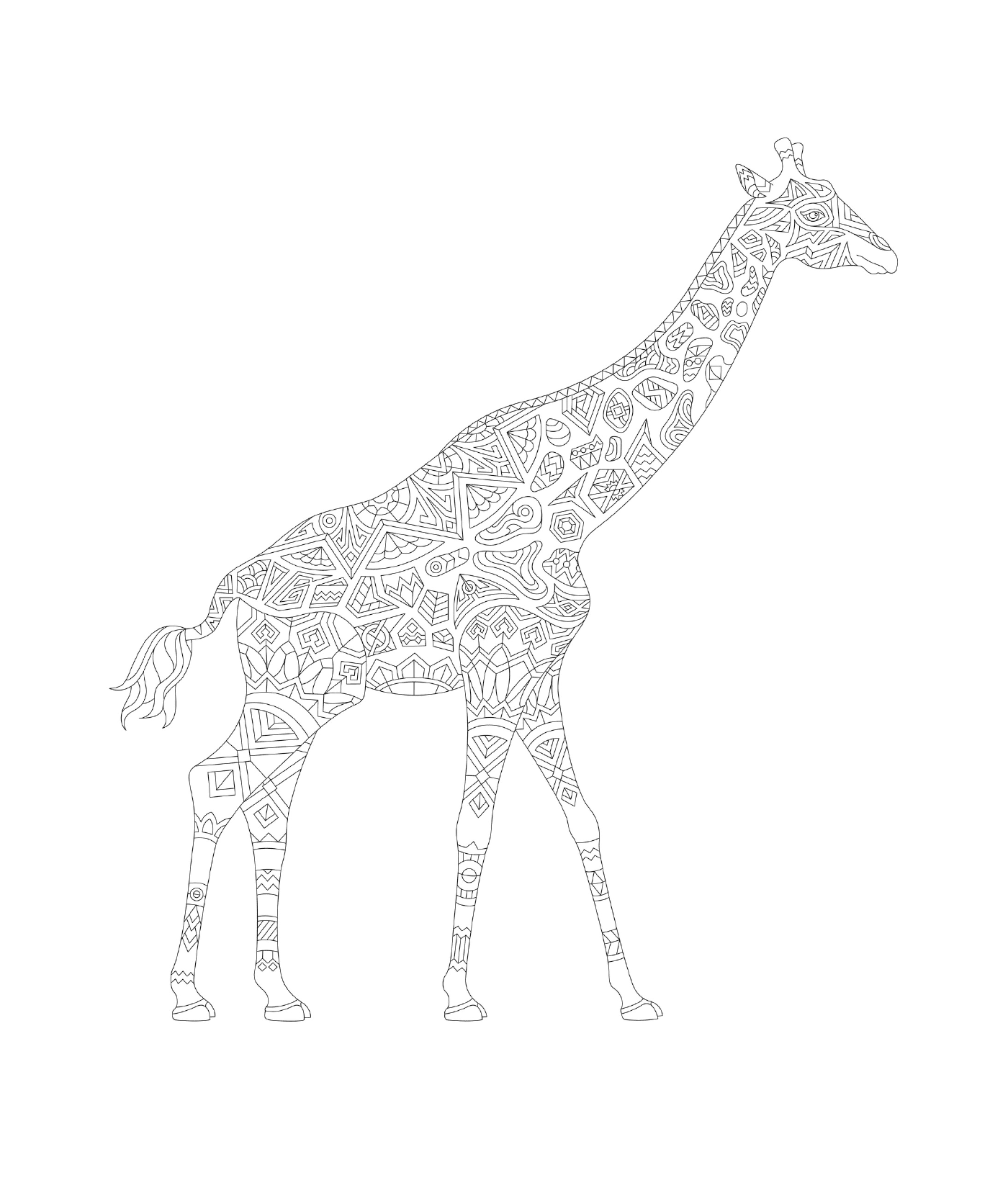 coloriage giraffe adulte animal zentangle