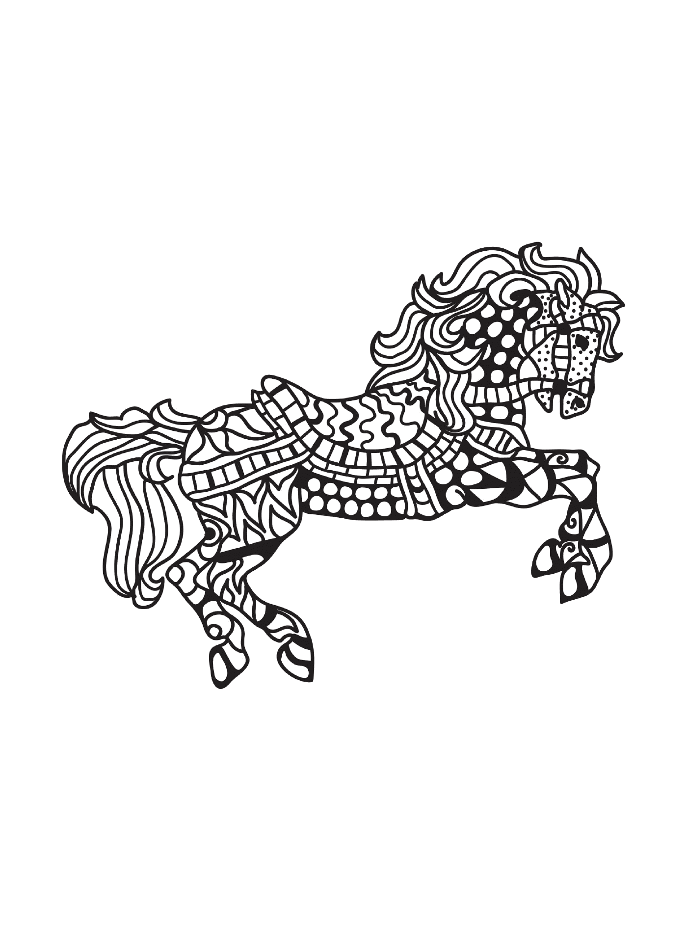 coloriage adulte cheval mandala 3