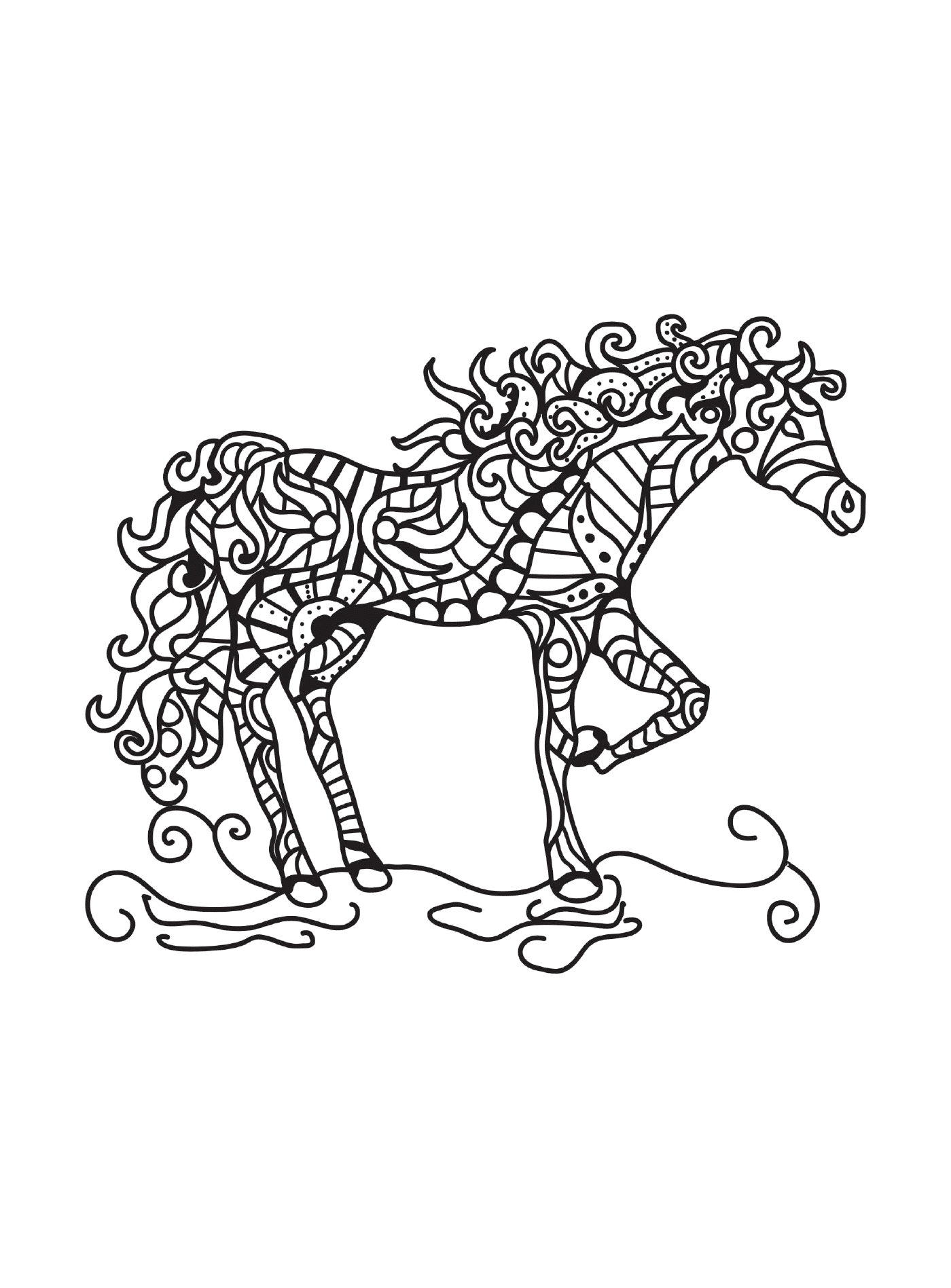 coloriage adulte cheval antistress 05
