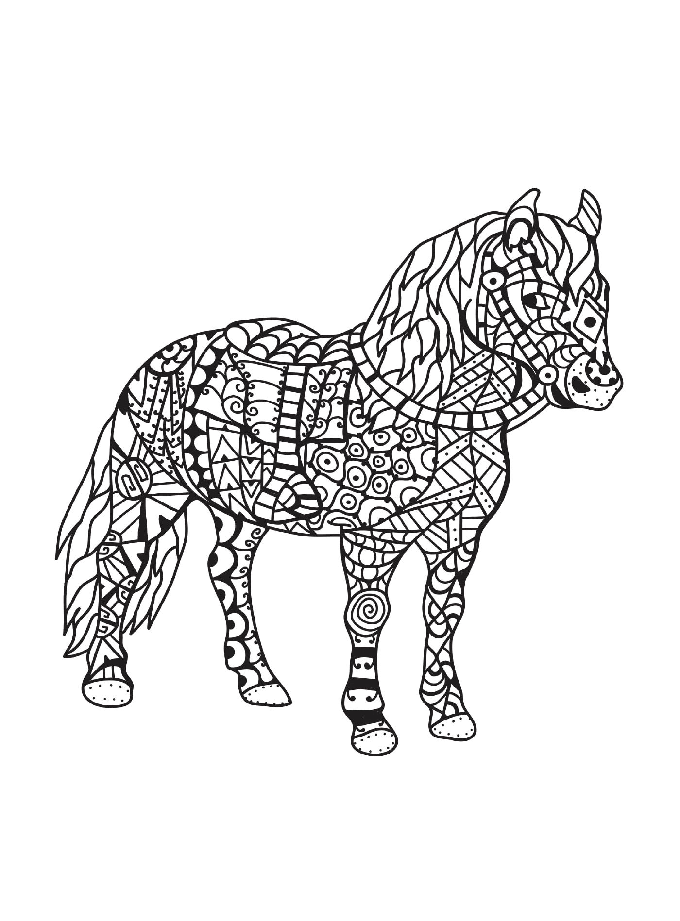 coloriage adulte cheval zentangle 11