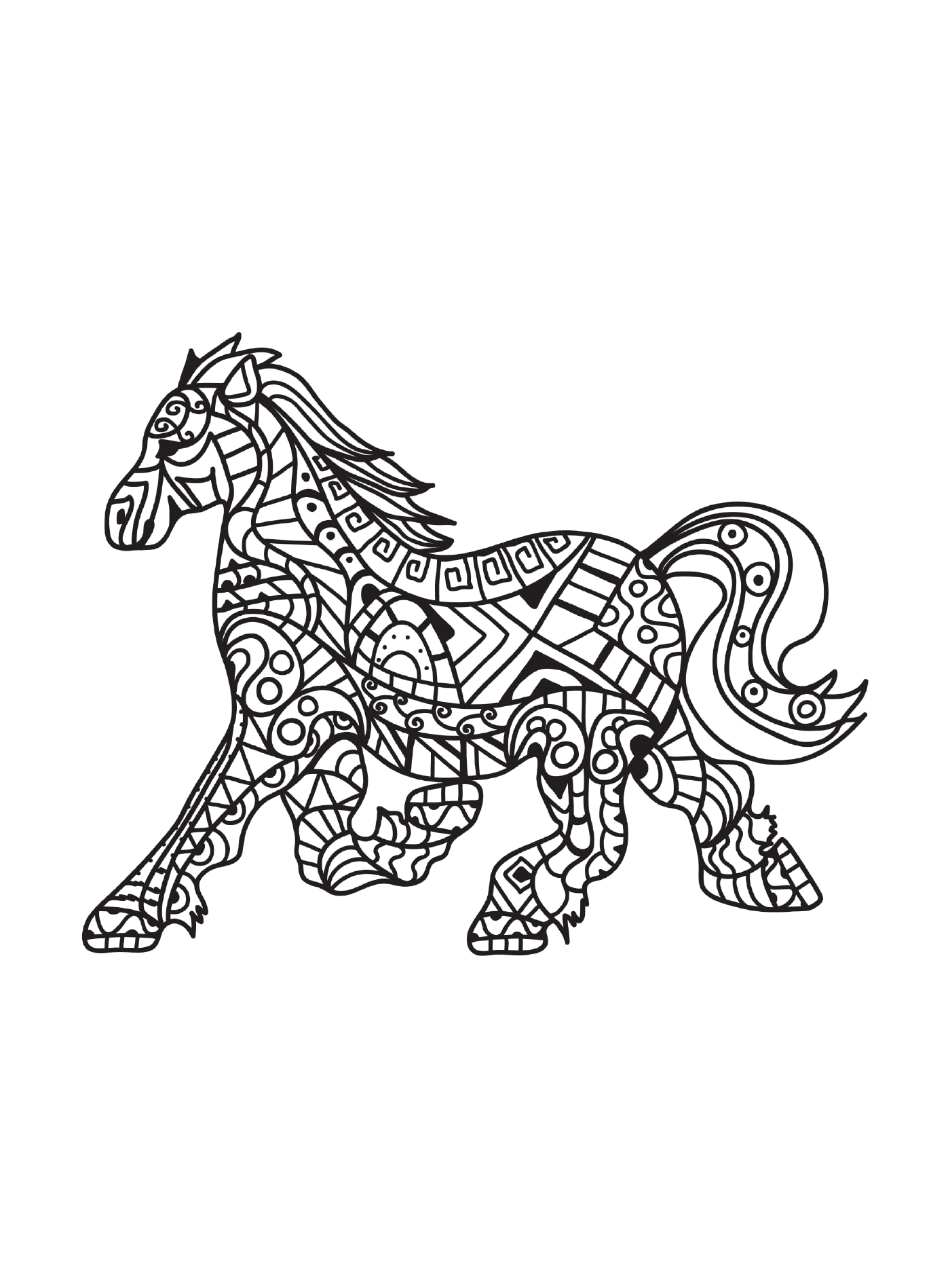 coloriage adulte cheval antistress 04