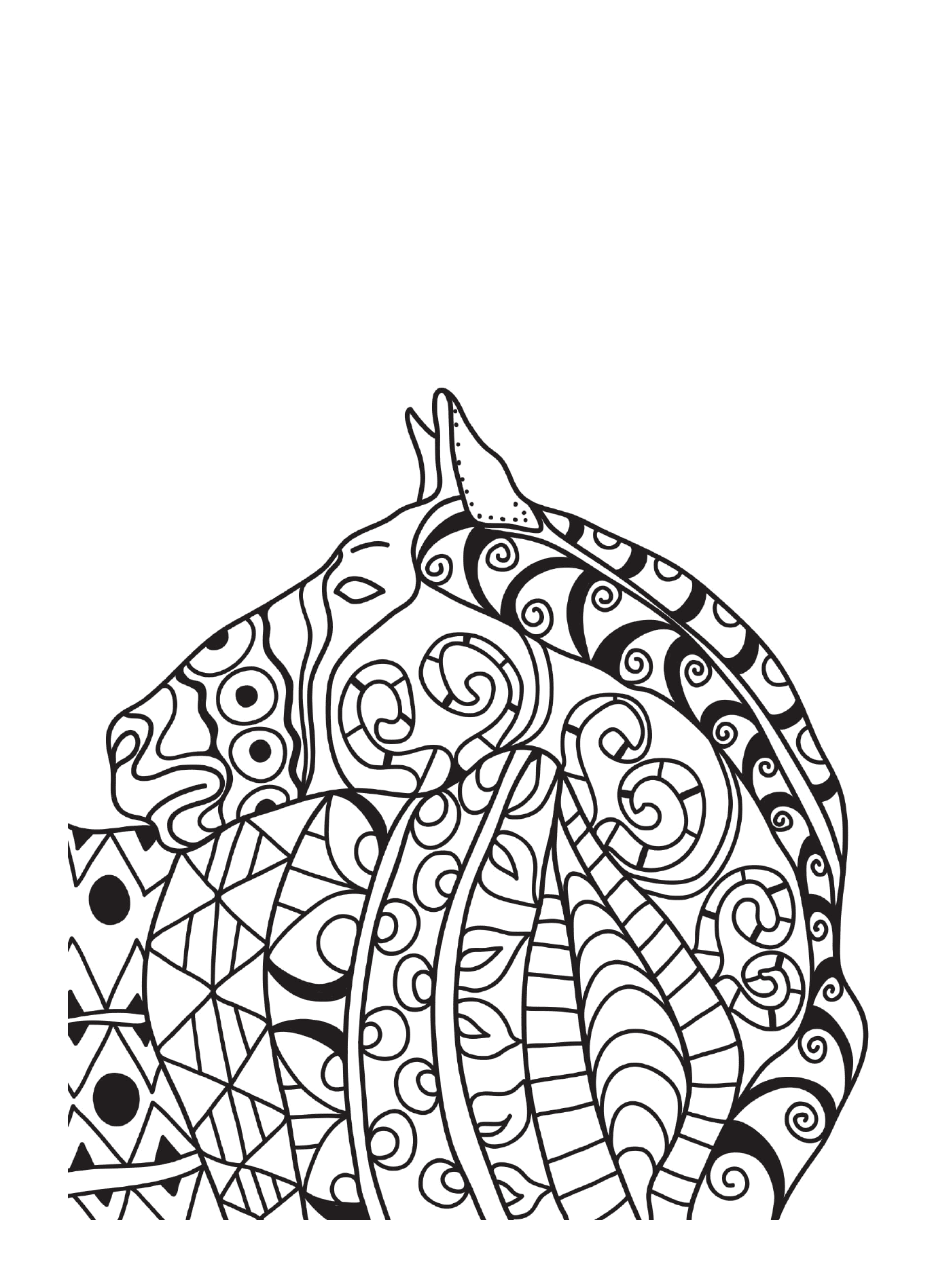 adulte cheval zentangle 14
