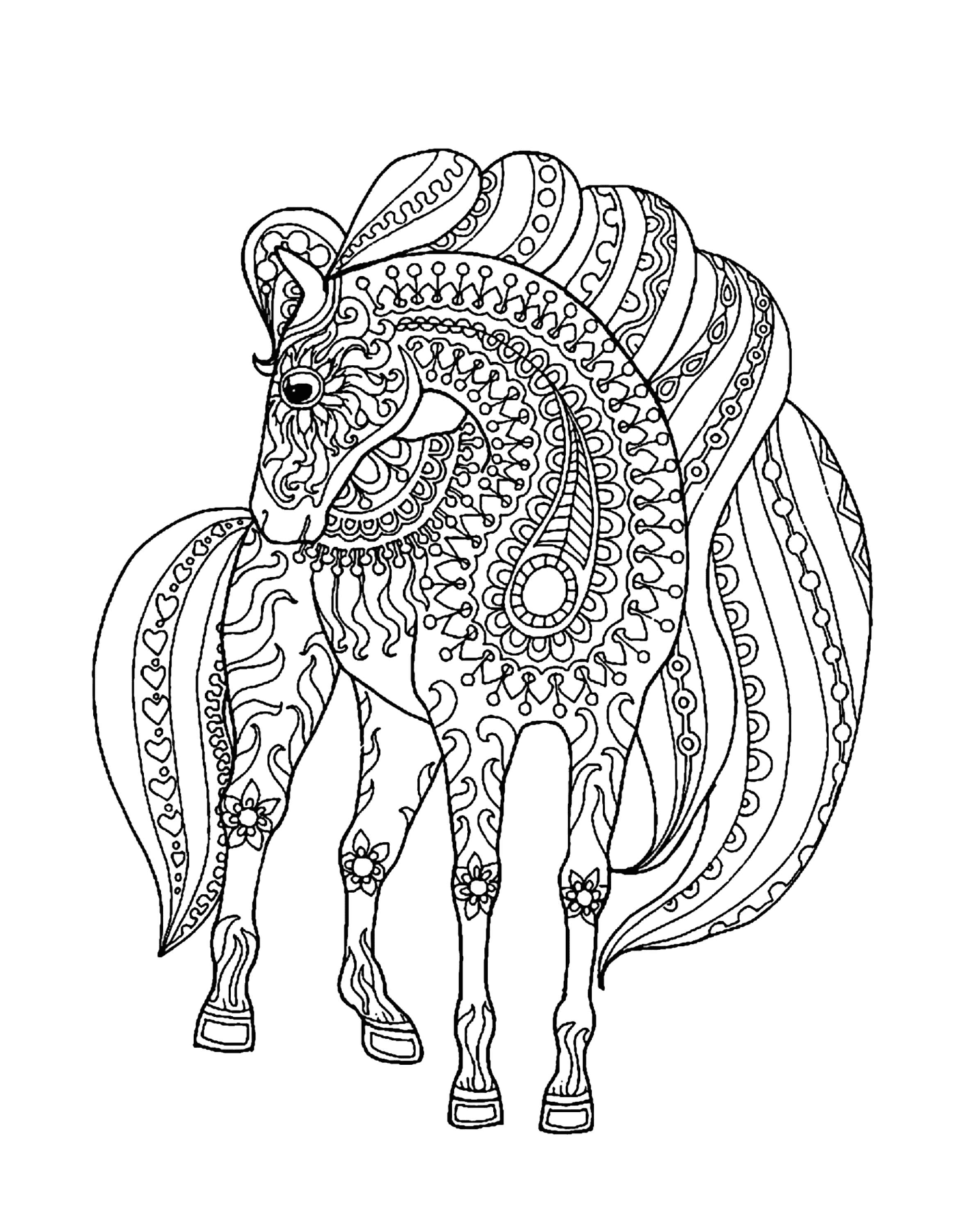 adulte cheval simple zentangle patterns