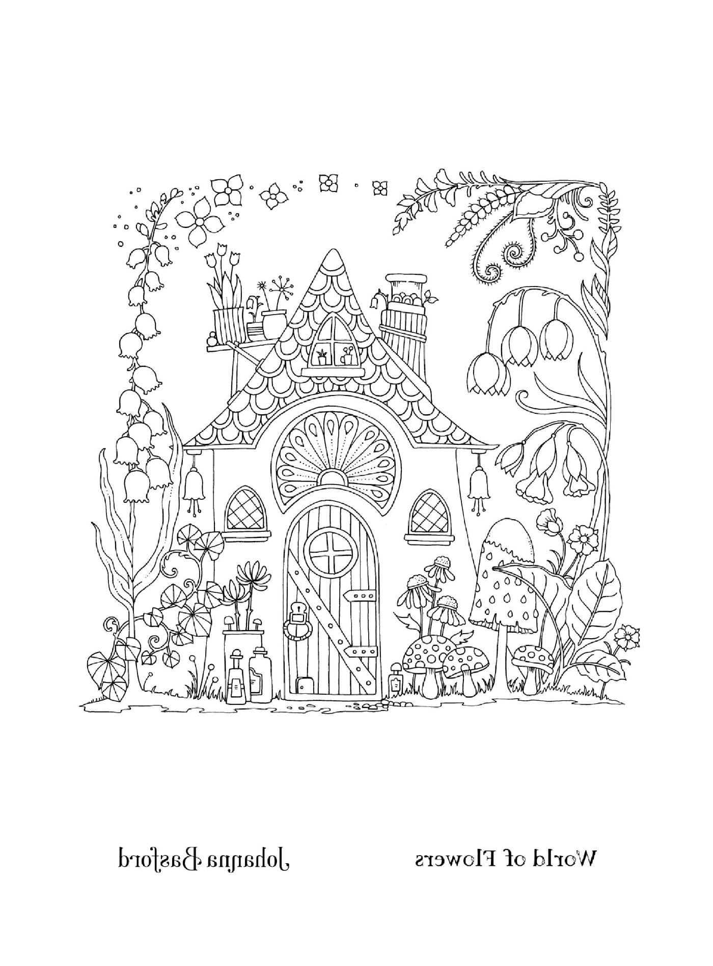 coloriage Adulte Fairy House From World Of Flowers