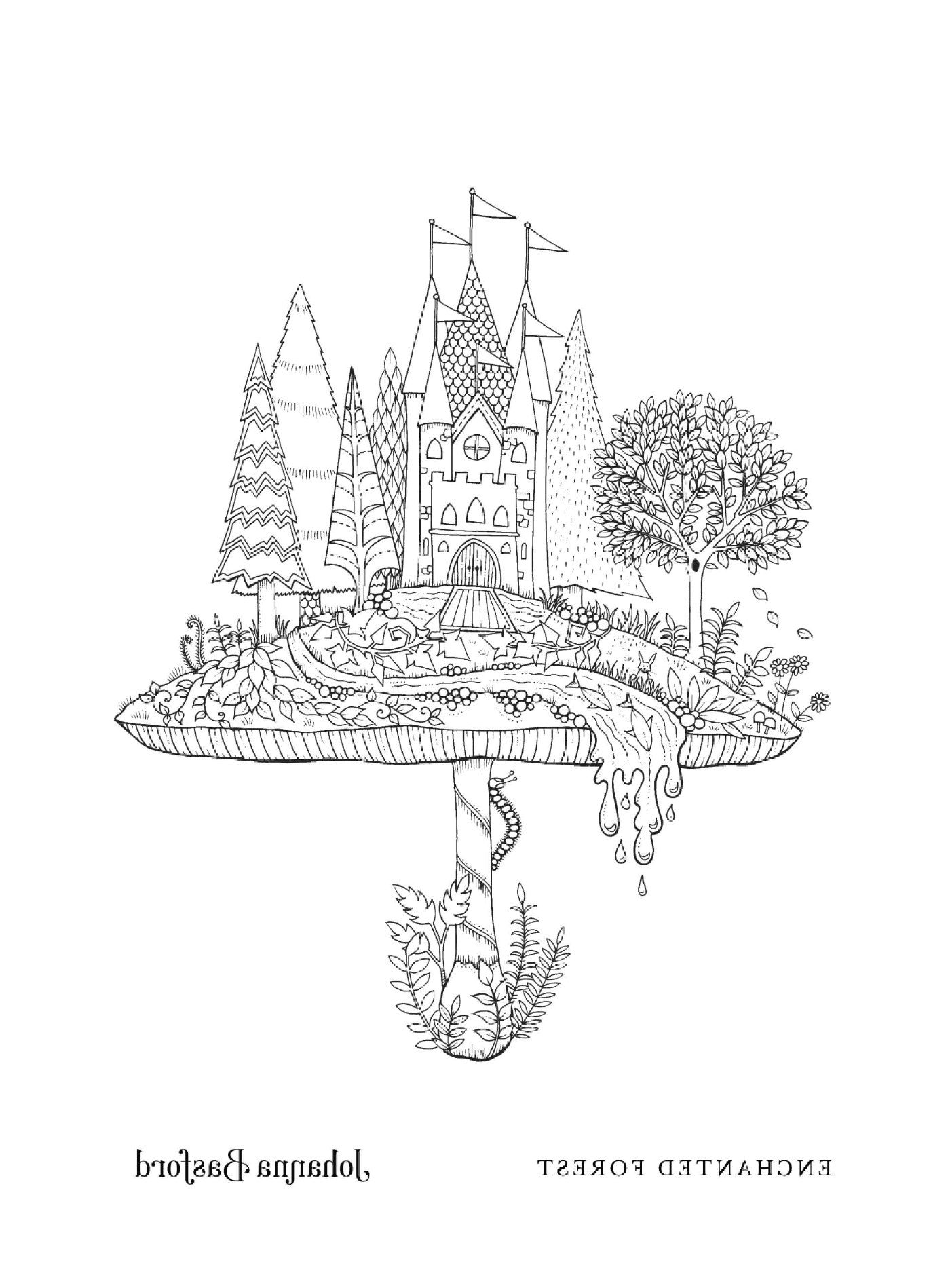 coloriage Adulte Toadstool Castle From Enchanted Forest