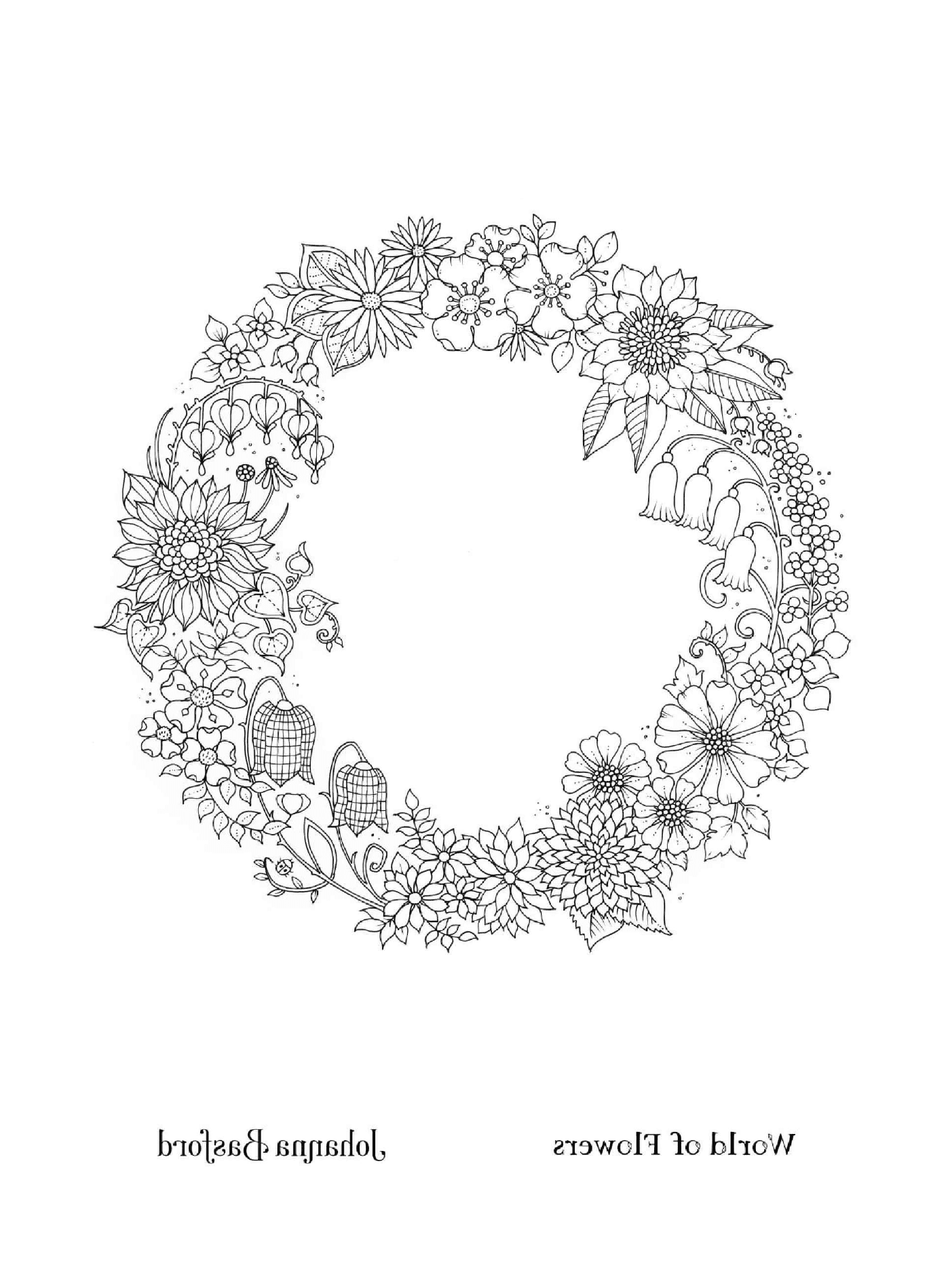 coloriage Adulte Floral Garland From World Of Flowers