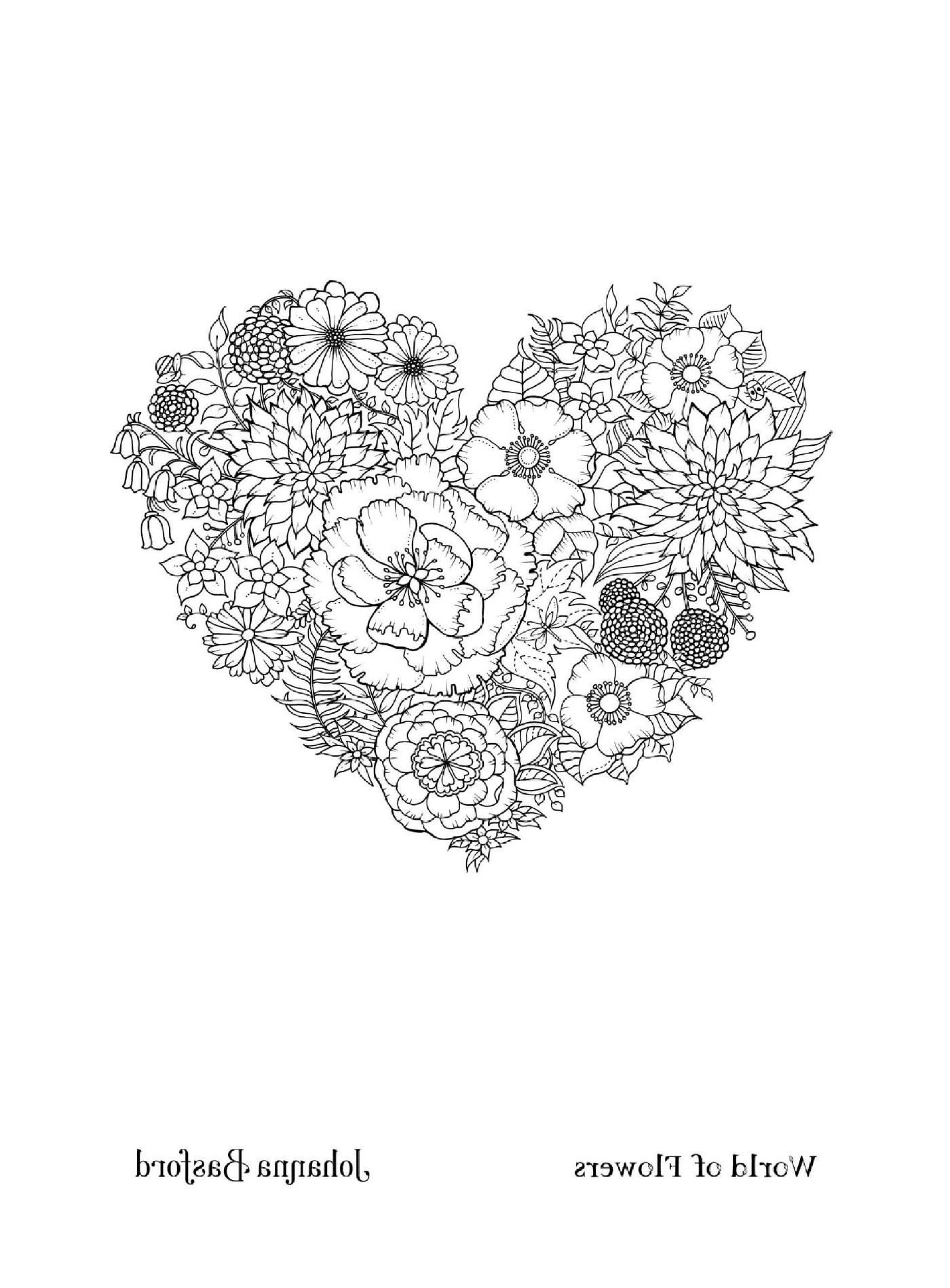 coloriage Adulte Floral Heart From World Of Flowers