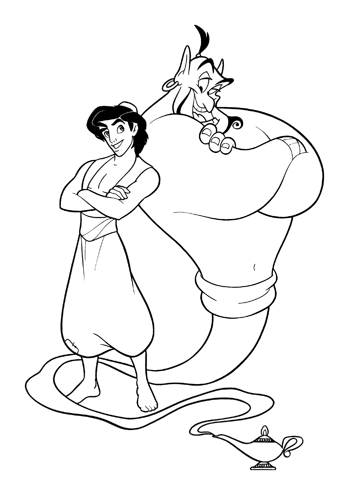 coloriage Aladdin et le Genie