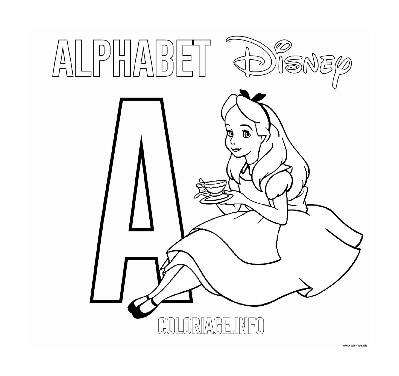 coloriage Lettre A pour Alice
