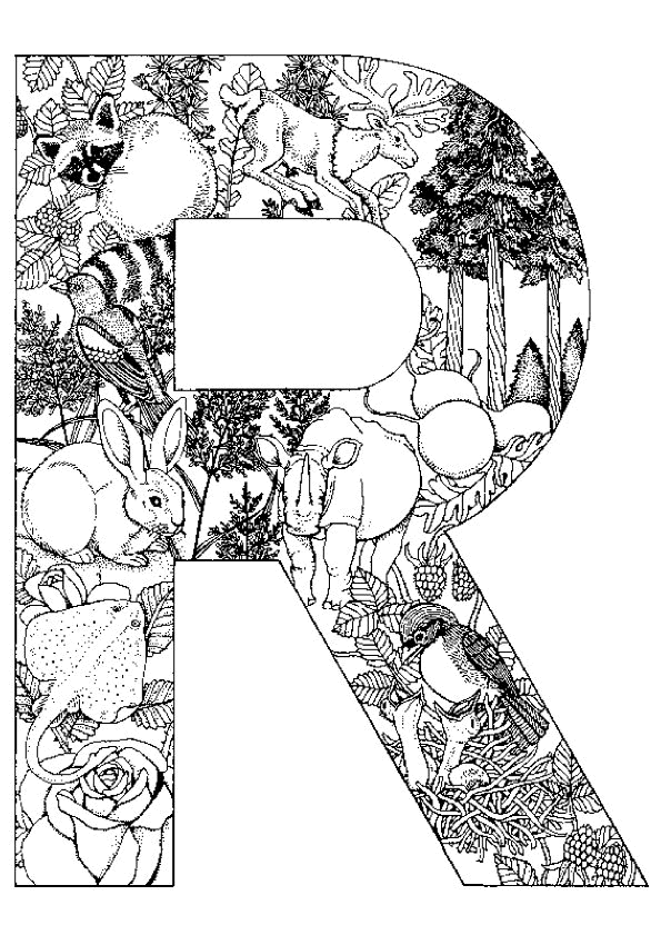 coloriage lettre r alphabet animaux