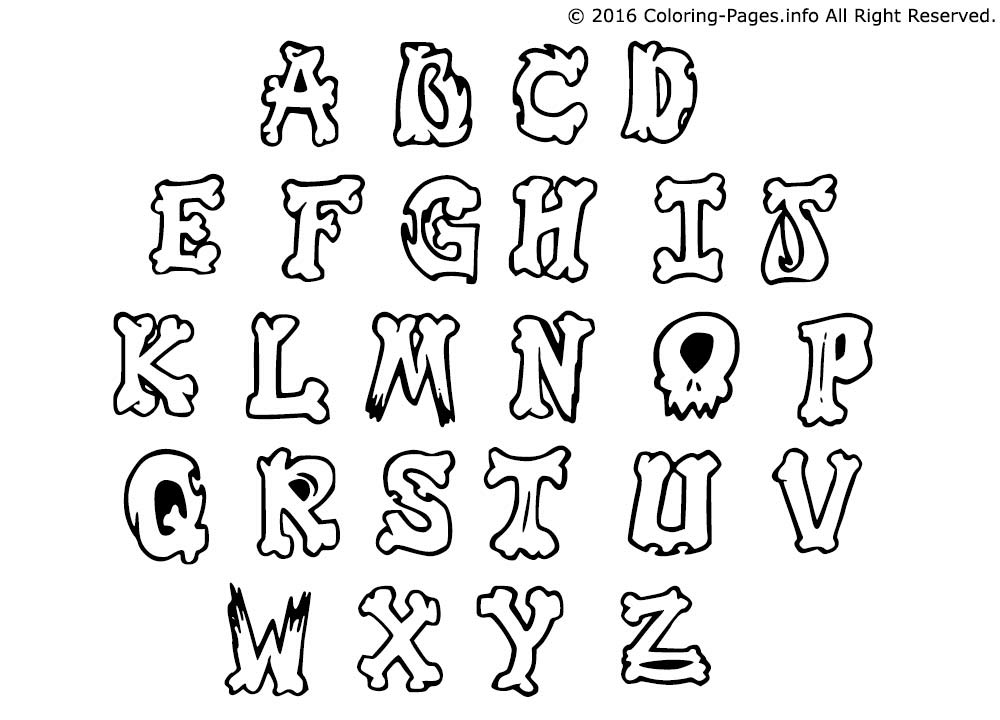 coloriage graffiti alphabet simple letters