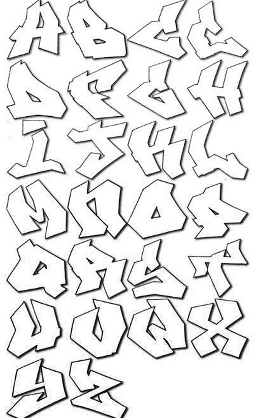 coloriage graffiti alphabet bubble letters