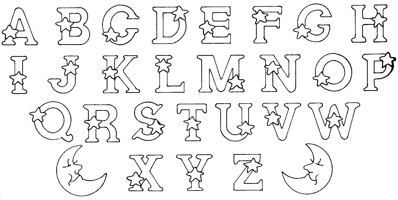 coloriage abecedaire alphabet et lettres etoiles