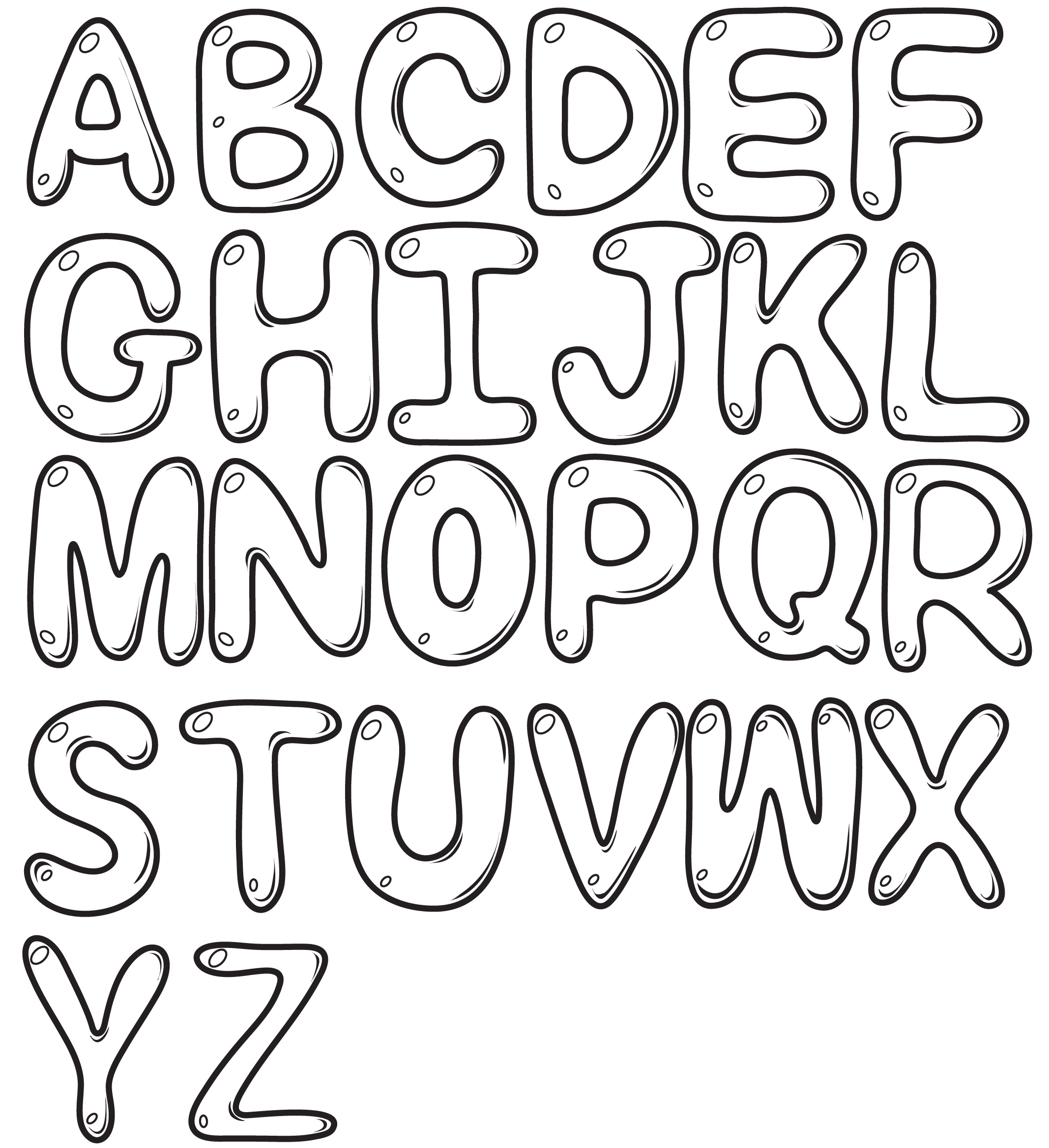 coloriage bubble letters alphabet az
