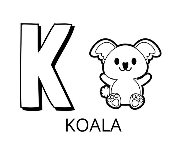 coloriage lettre k comme koala