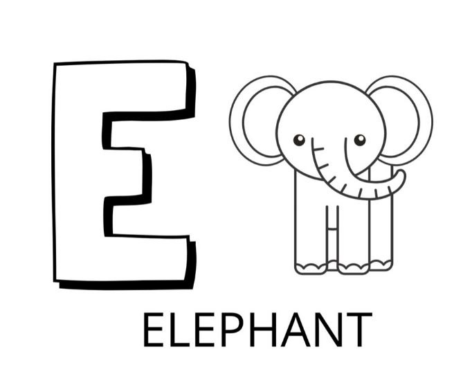 coloriage lettre e comme elephant