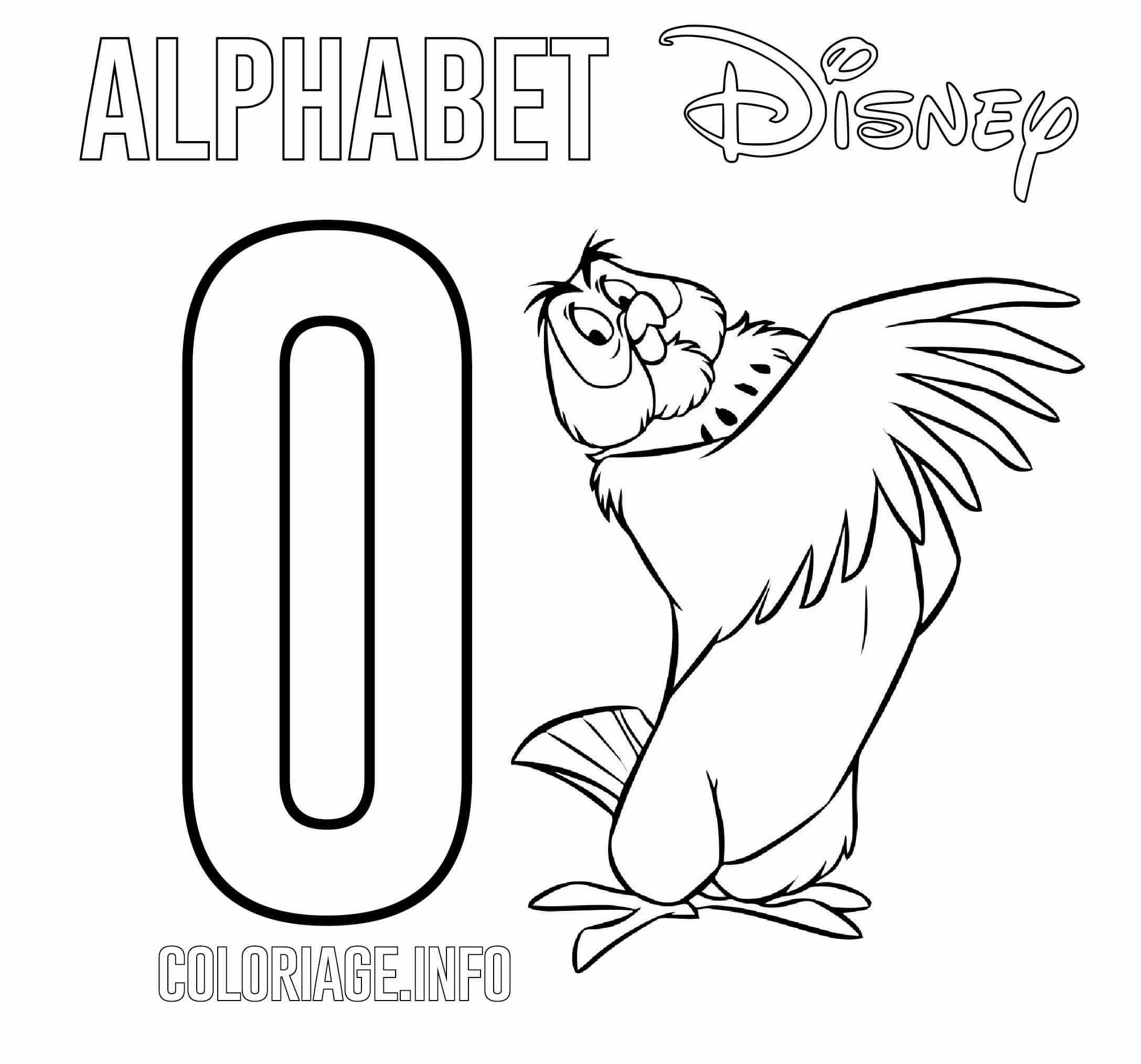 coloriage Lettre O pour Owl Disney