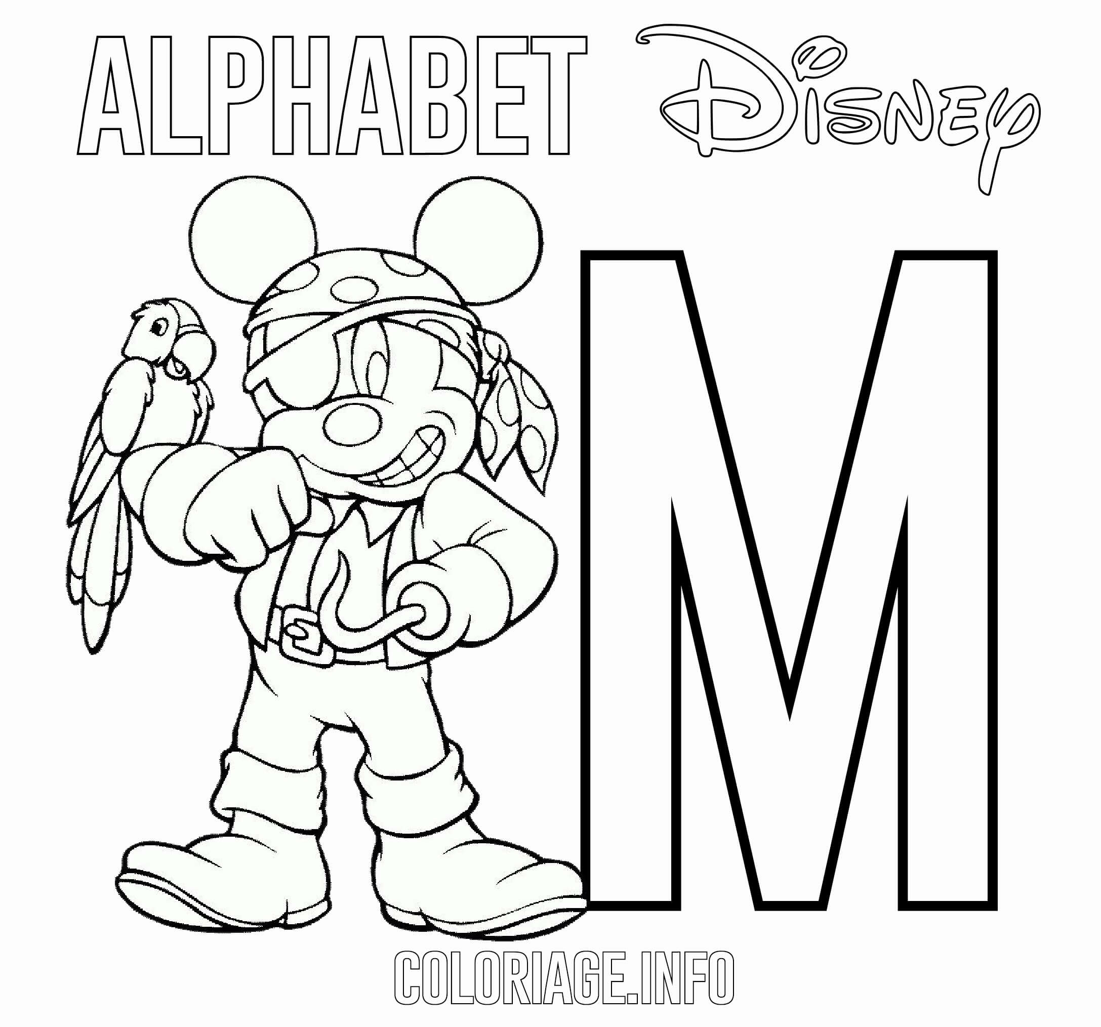 coloriage Lettre M pour Mickey Mouse Pirate Disney