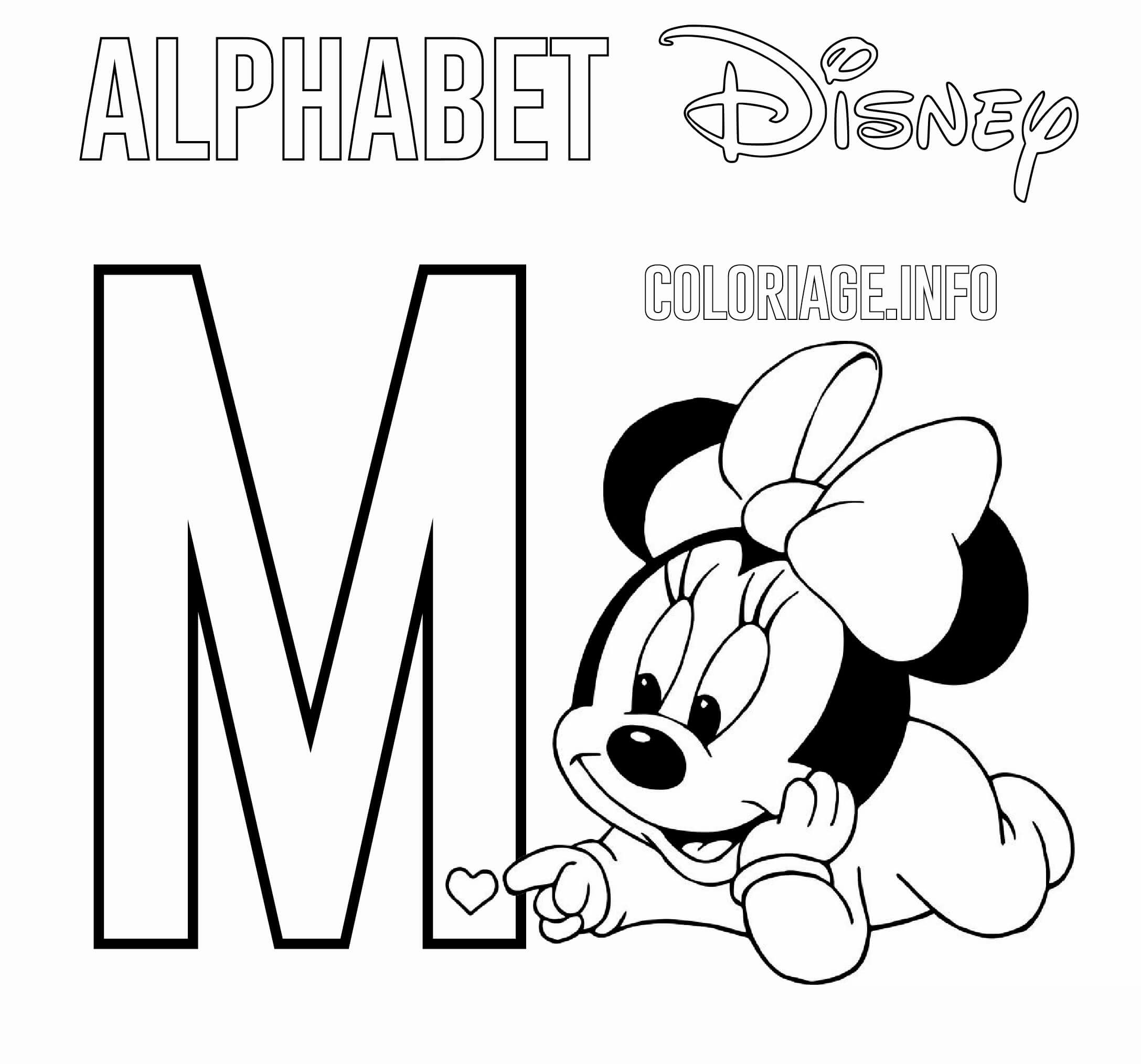 coloriage Lettre M pour Minnie Mouse Disney