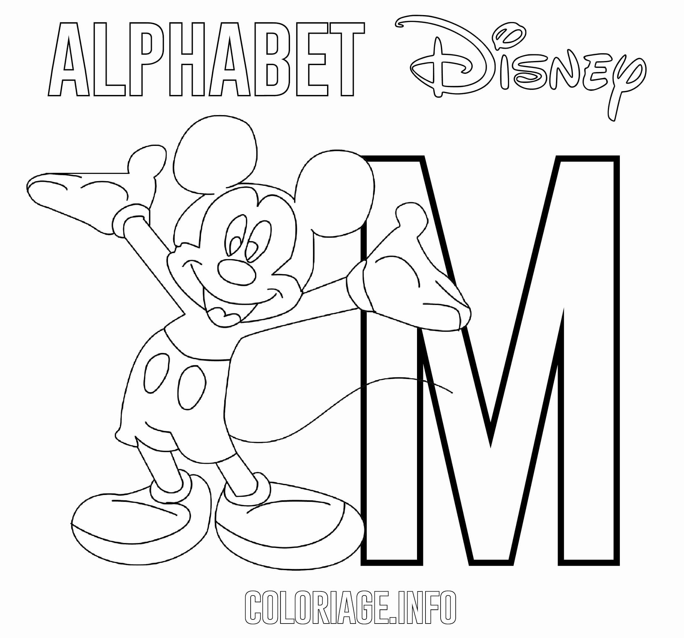 coloriage Lettre M pour Mickey Mouse Disney