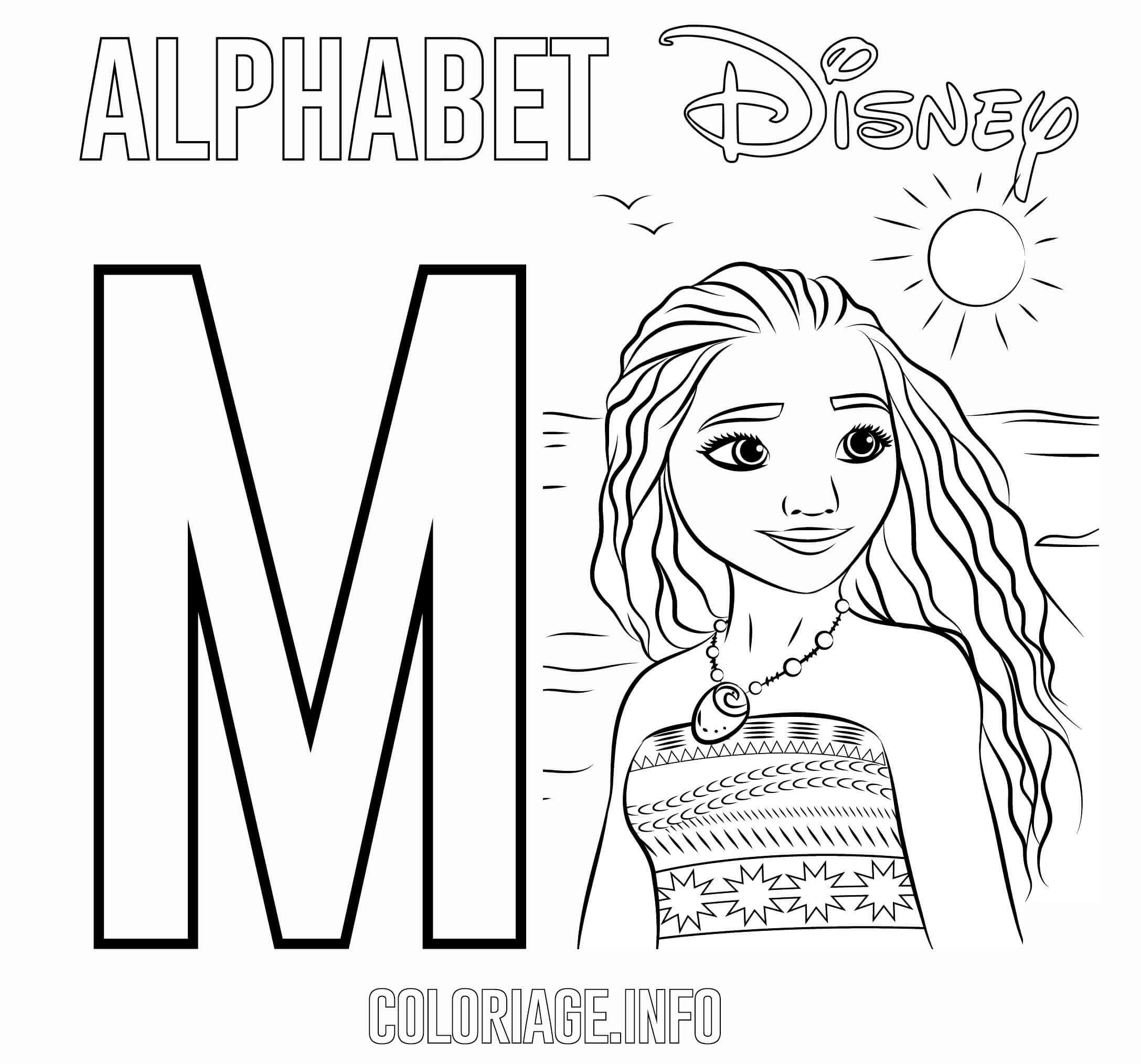 coloriage Lettre M pour Moana Disney