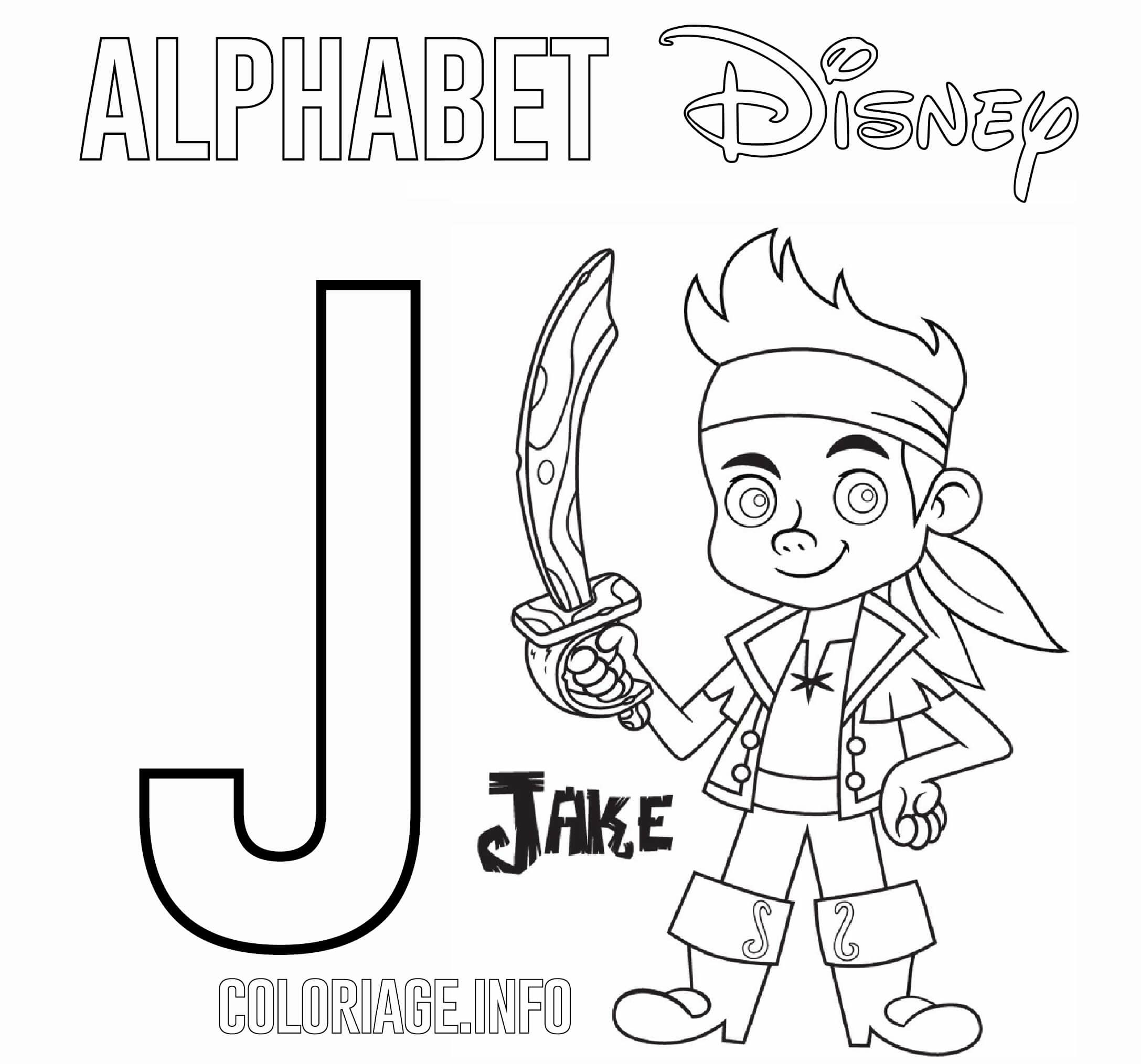 coloriage Lettre J pour Jakes