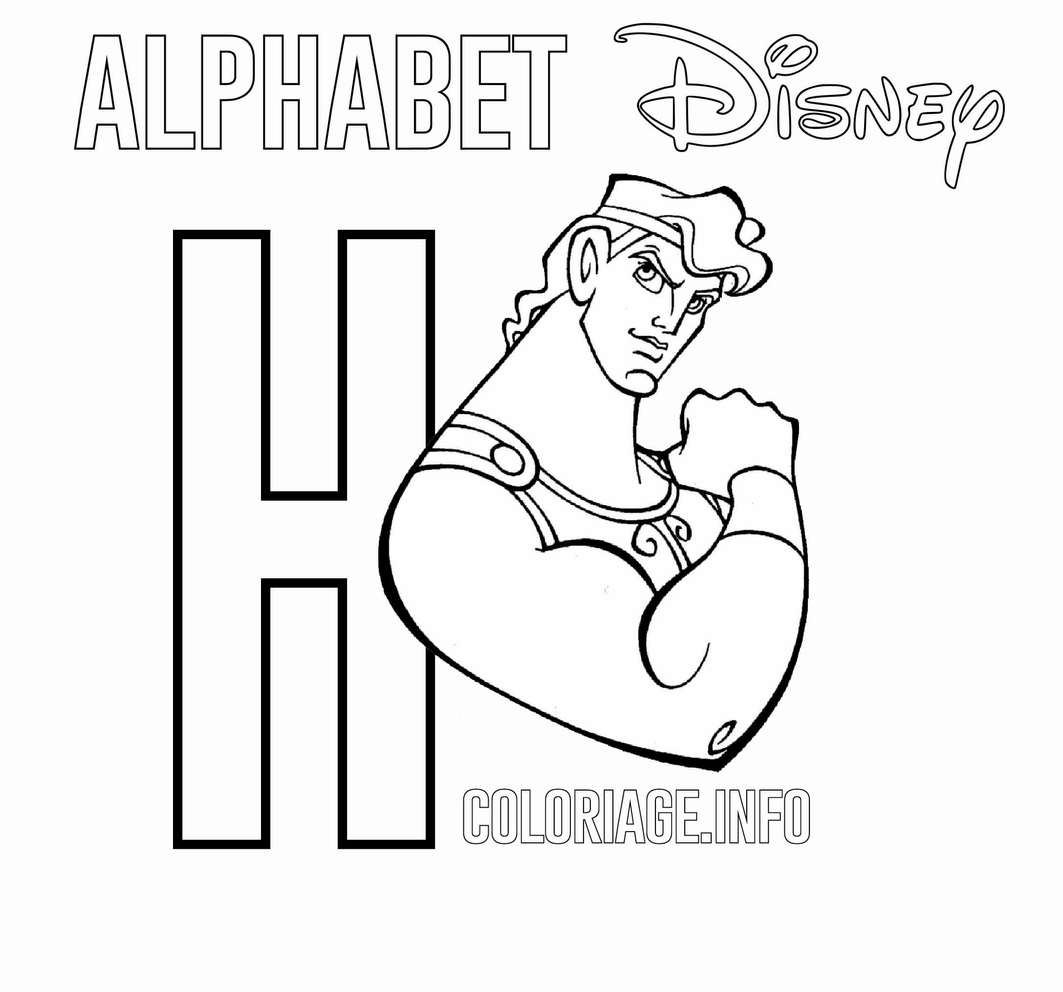 coloriage Lettre H pour Hercules Disney