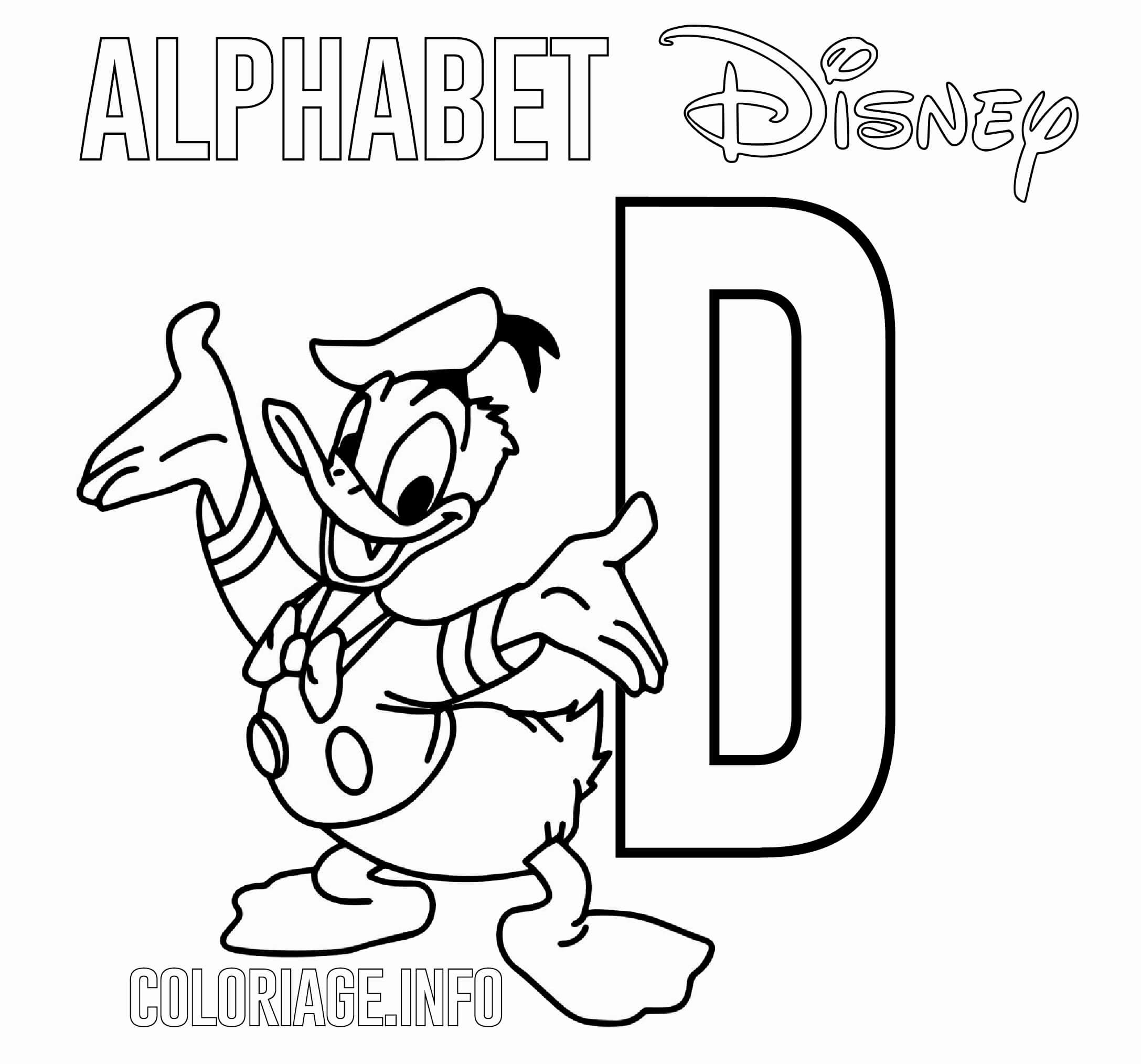 coloriage Lettre D pour Donald