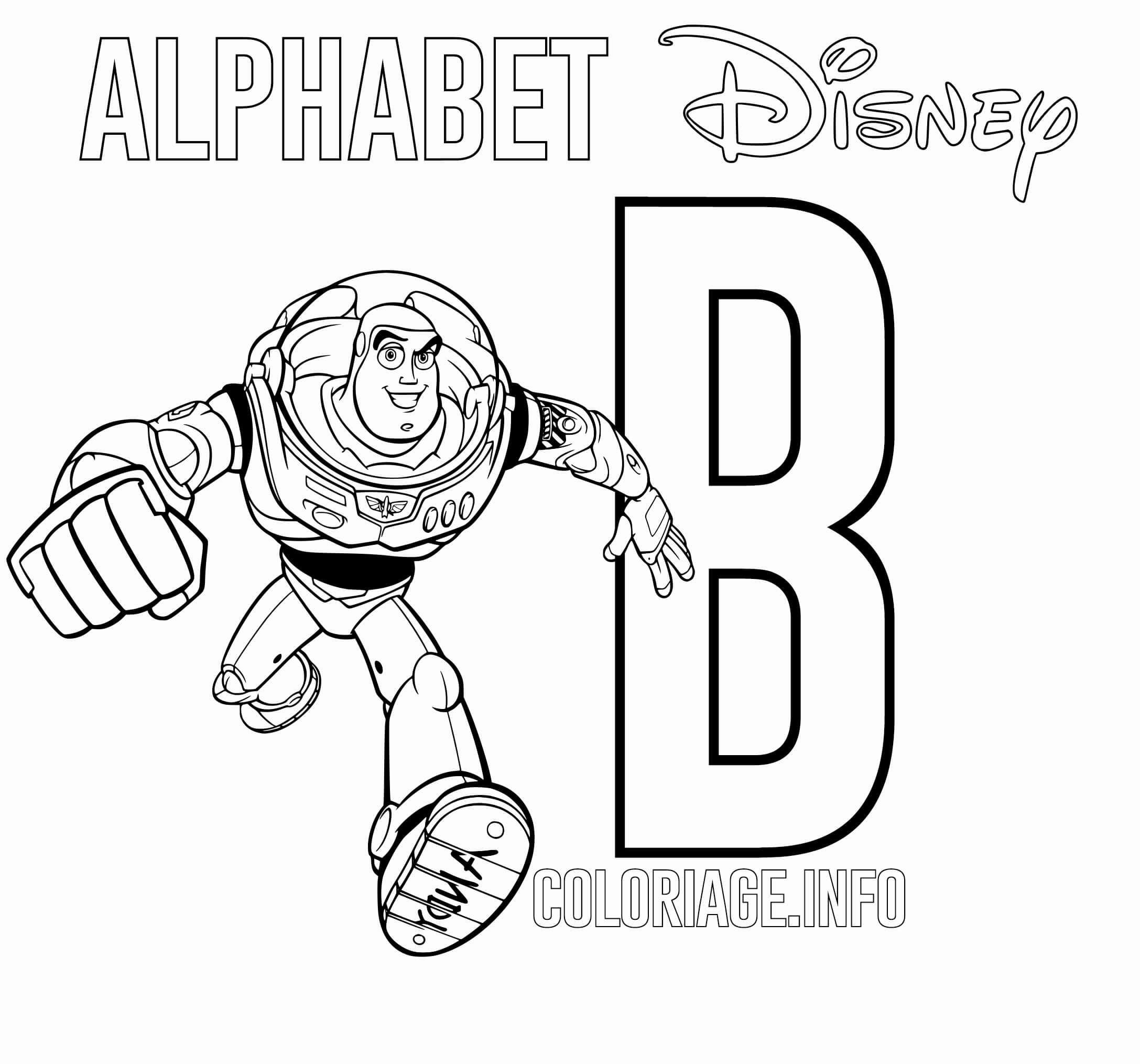 coloriage Lettre B pour Buzz de Toy Story