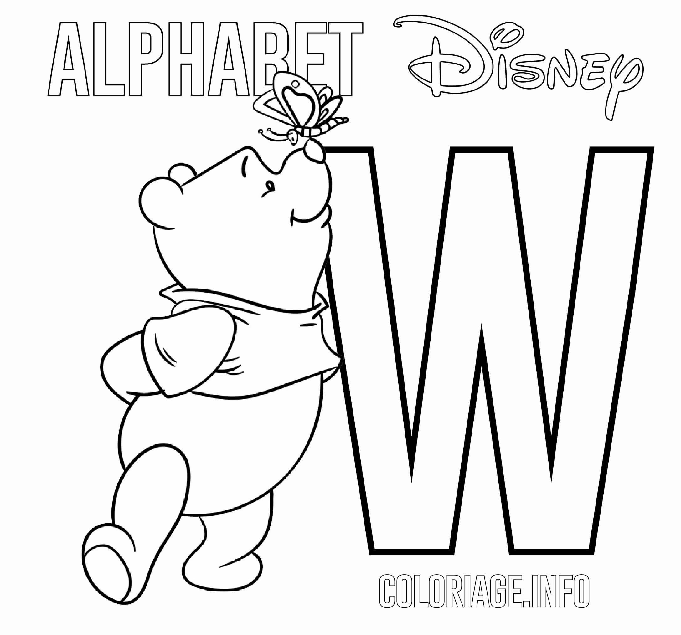 coloriage Lettre W Winnie The Pooh Alphabet Disney