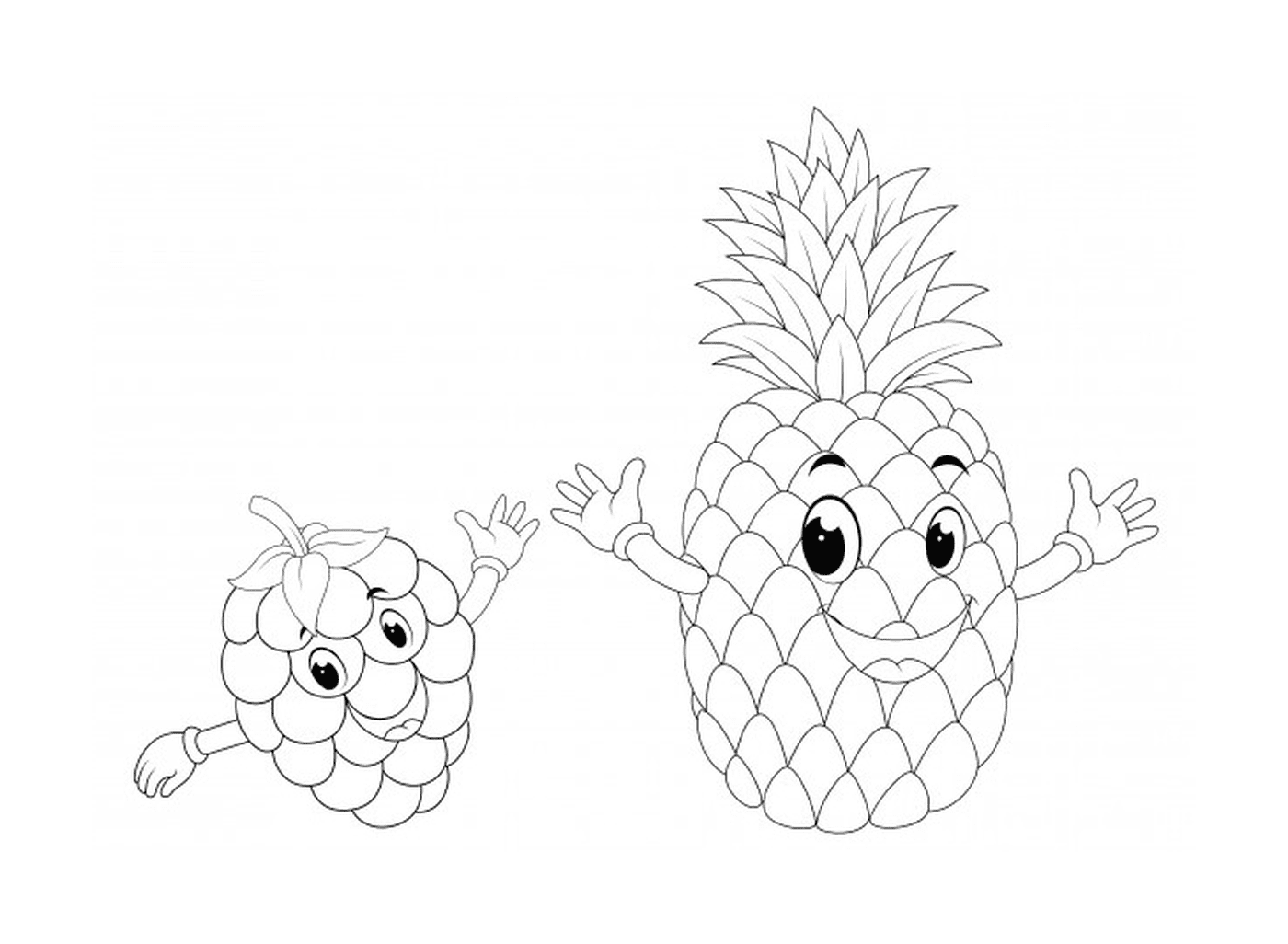 coloriage ananas framboise fruits