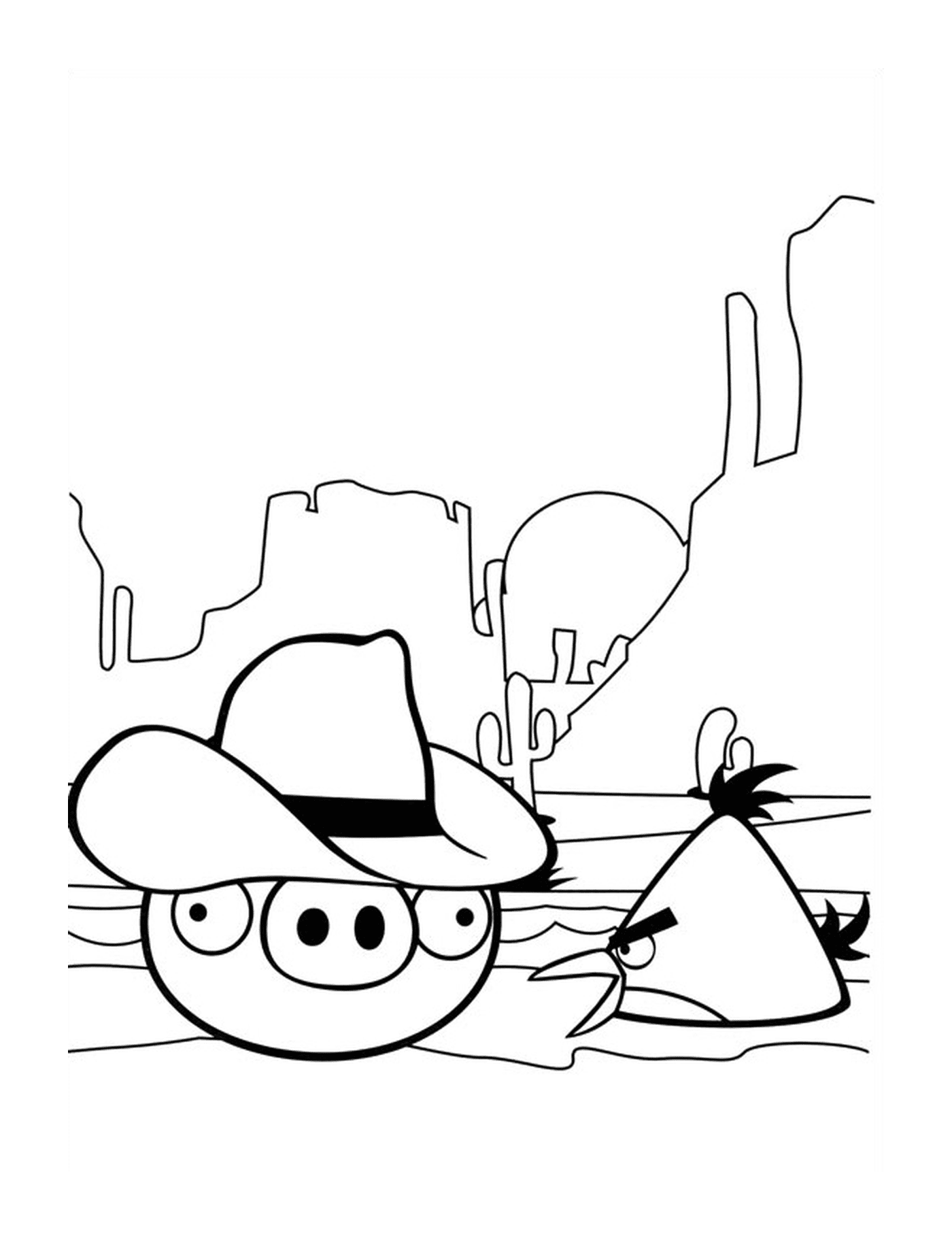 coloriage angry birds western deux cowboys