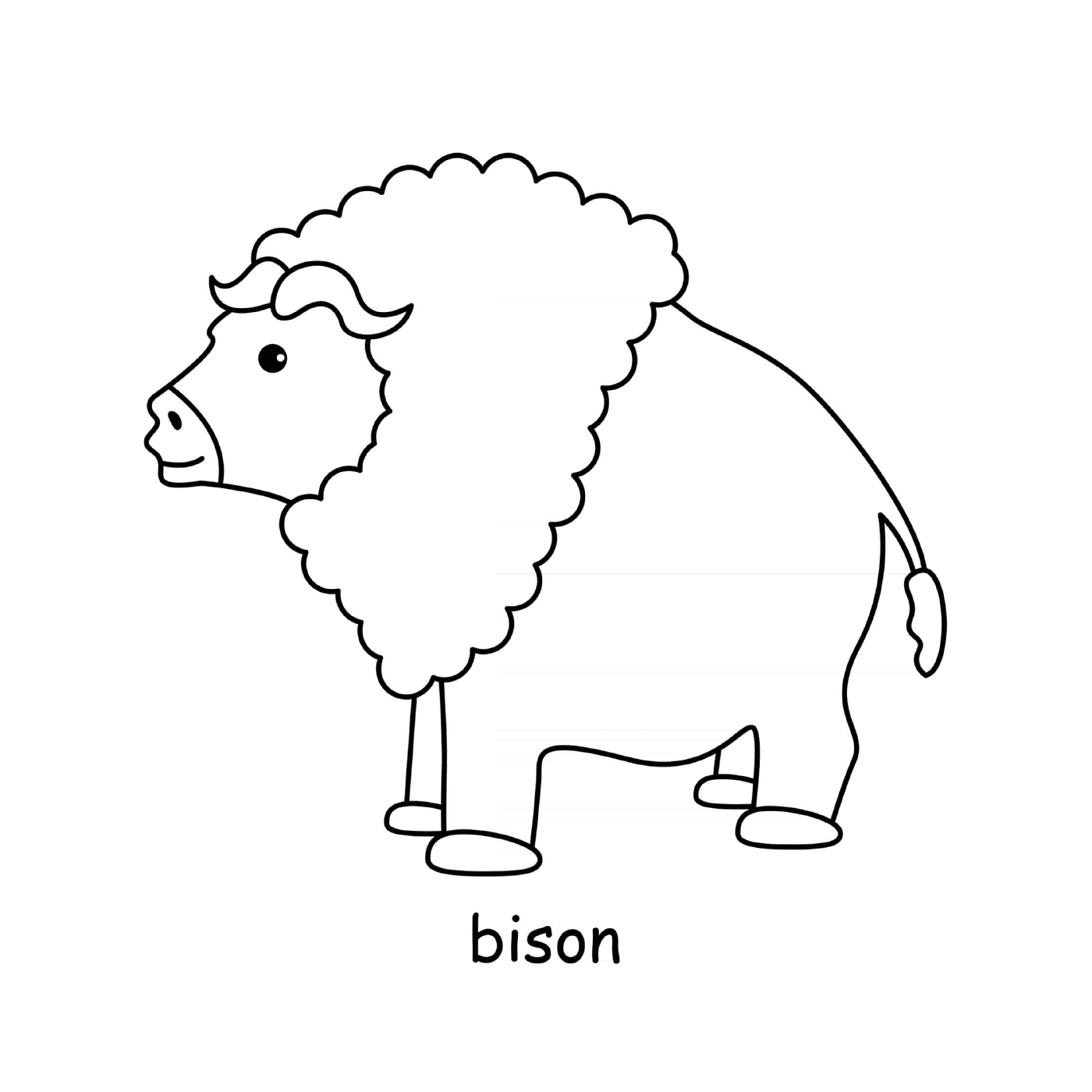 coloriage bison avec beaucoup de fourrures