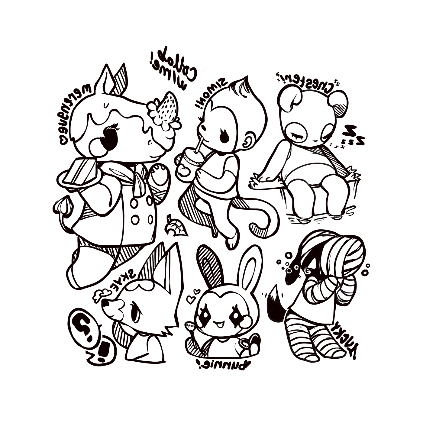 coloriage little cute animal crossing