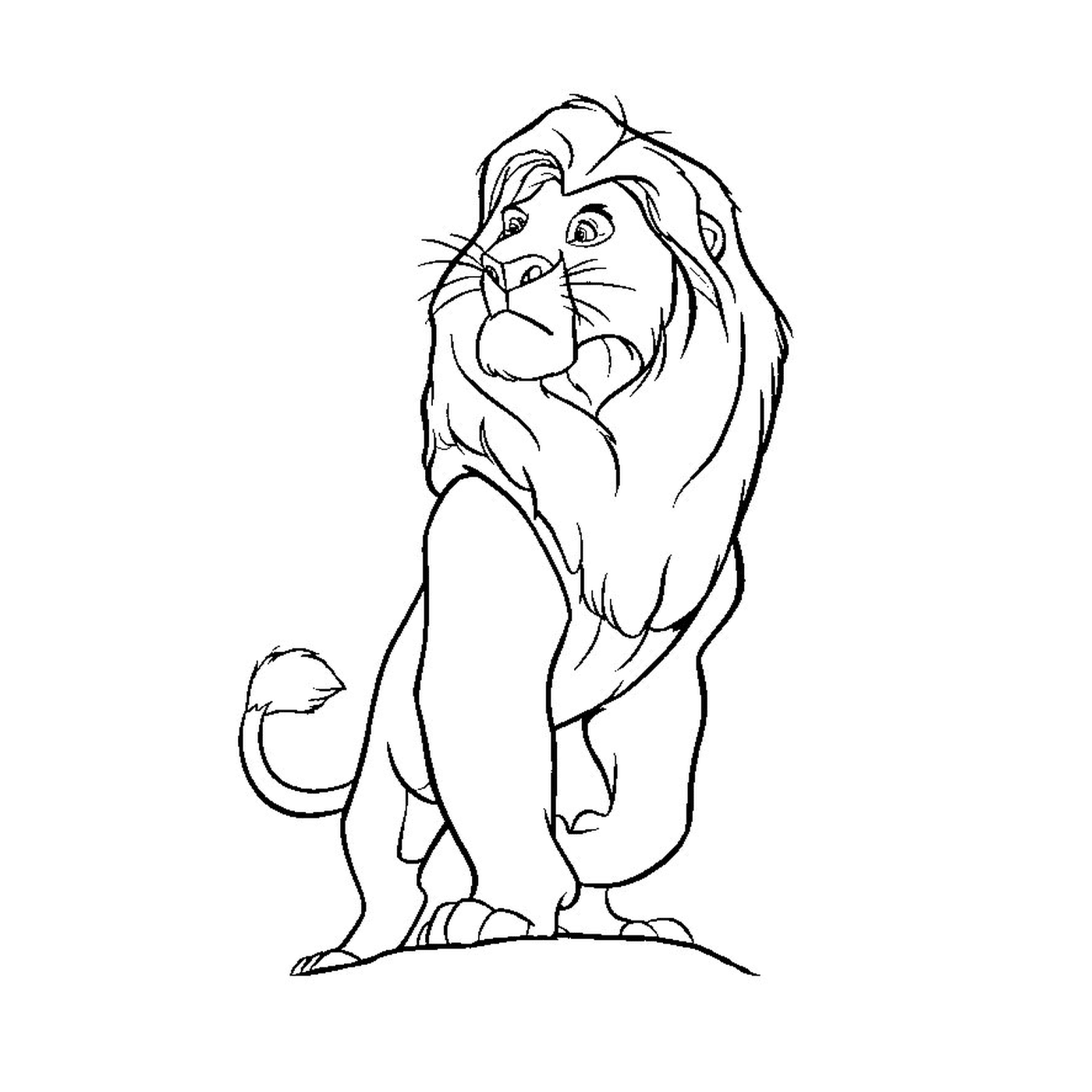 coloriage roi lion disney regarde de loin