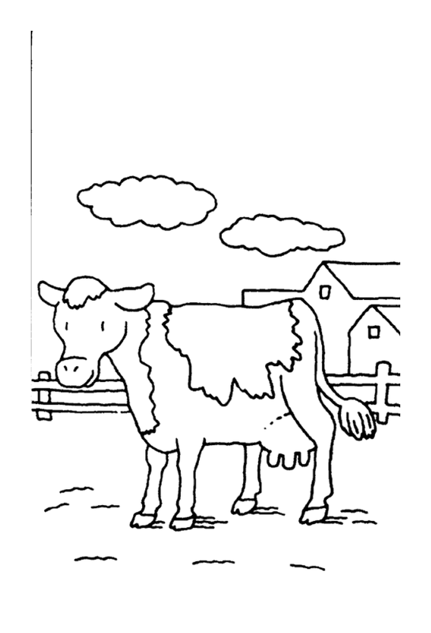 coloriage une vache dans un pre