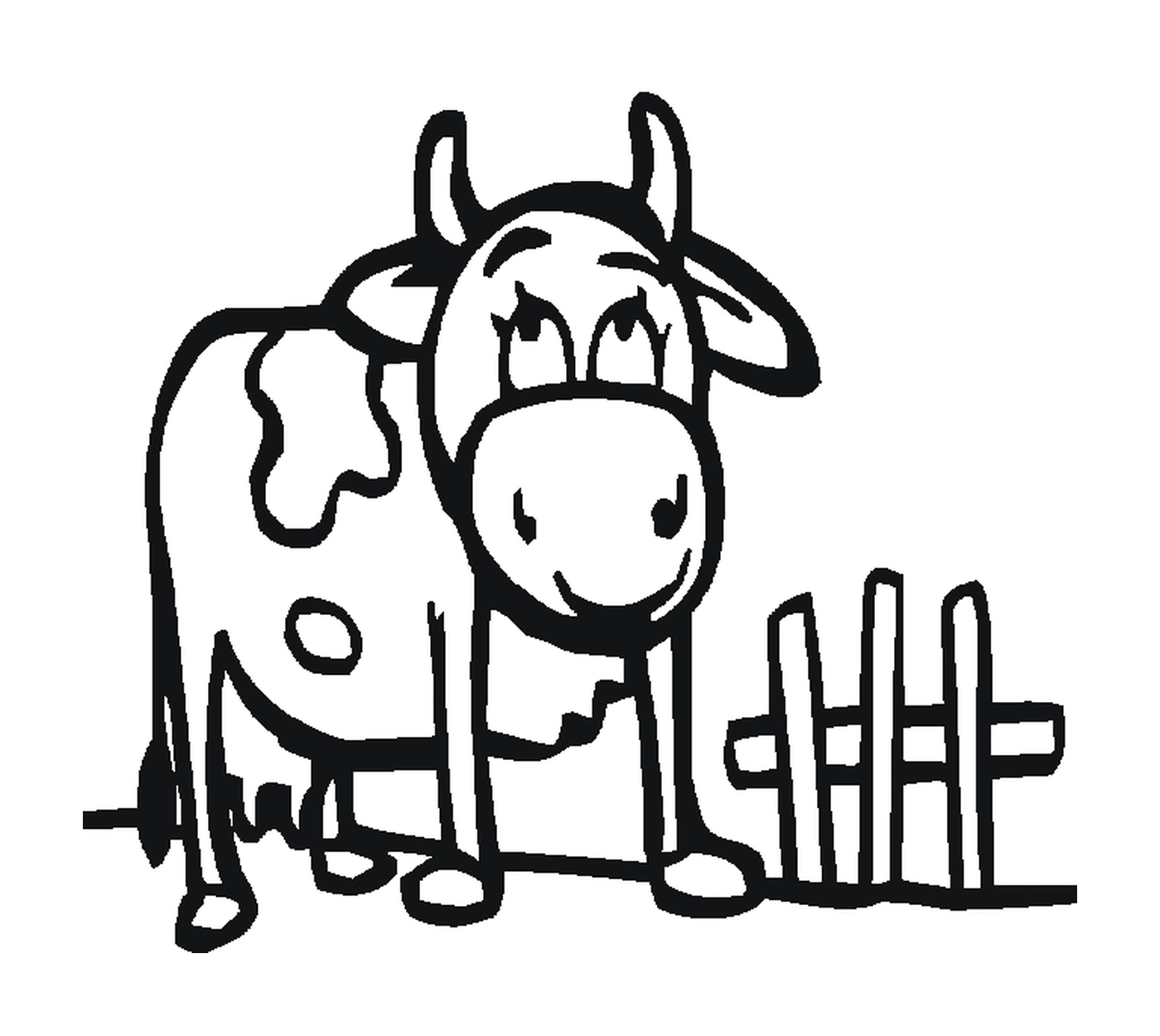 coloriage une vache cote d une barriere
