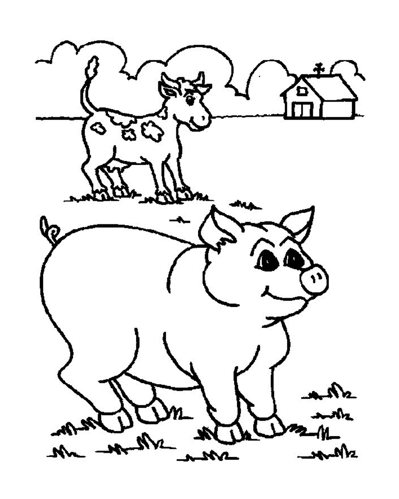coloriage un cochon et une chevre