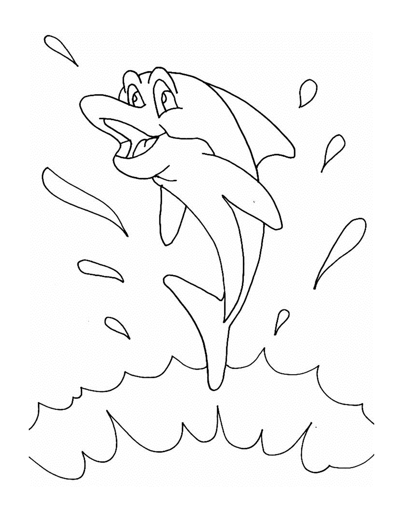 coloriage dauphin saute et fait eclabousseur
