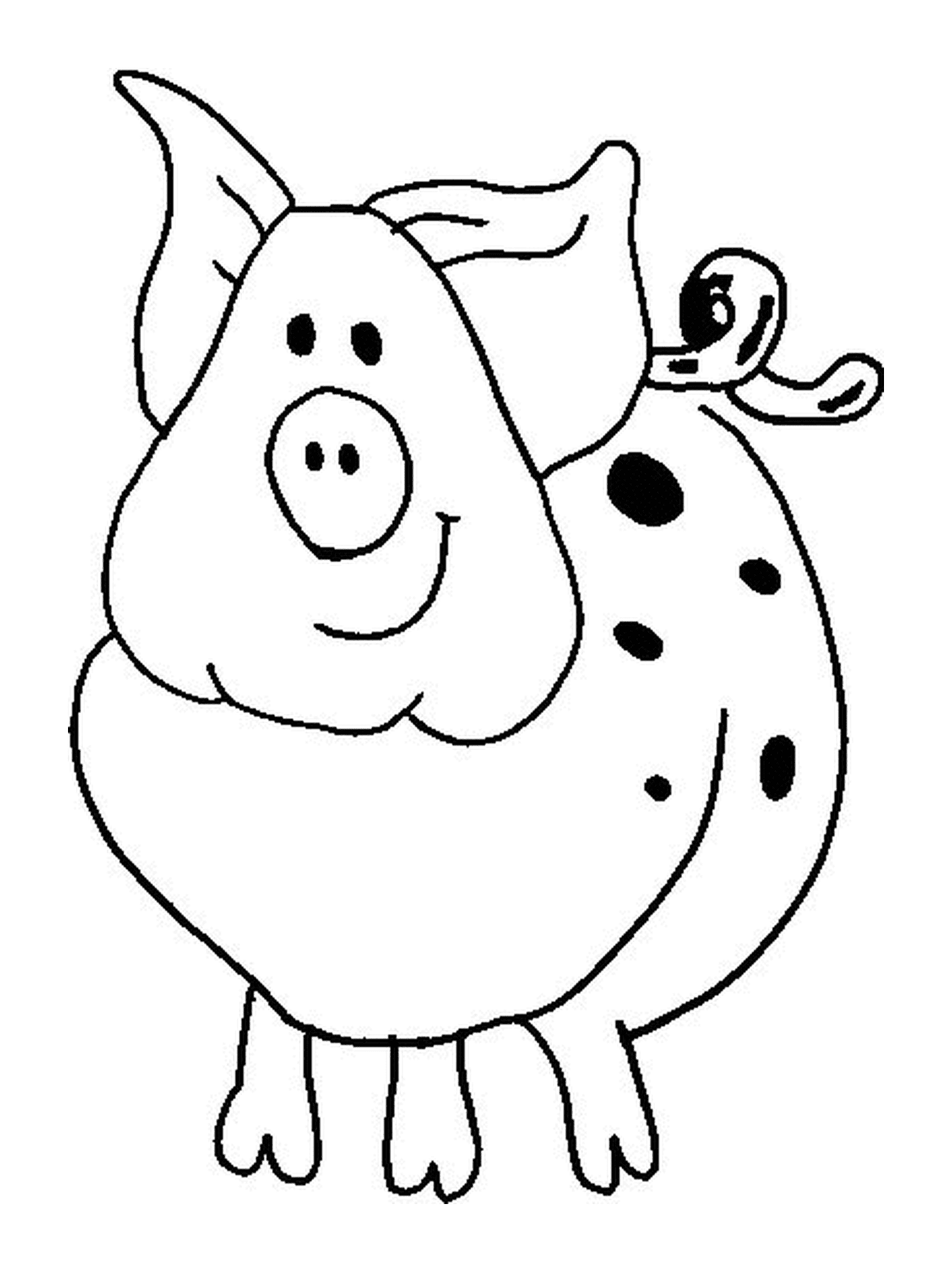 coloriage Cochon avec des taches