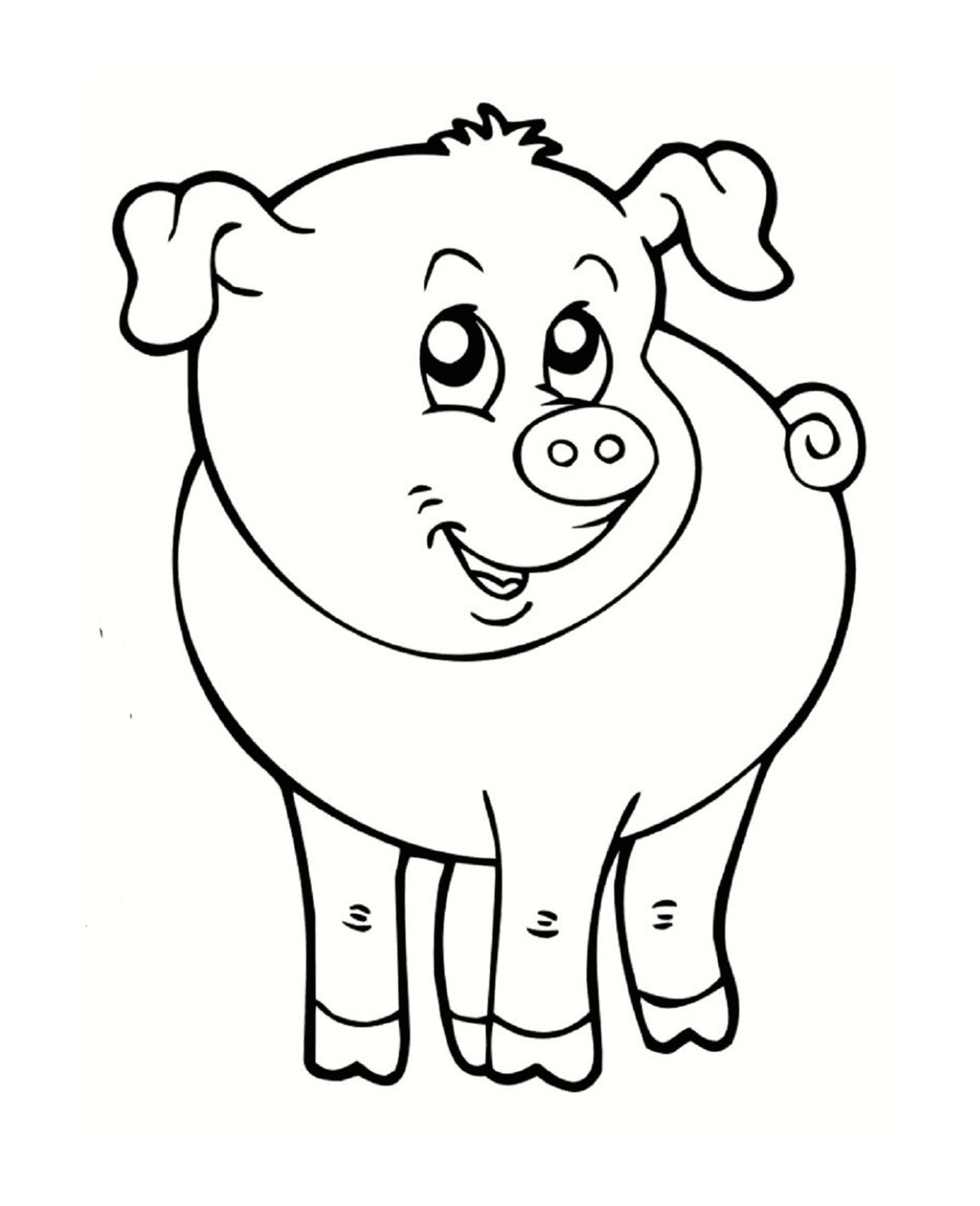 coloriage cochon souriant animal de la ferme
