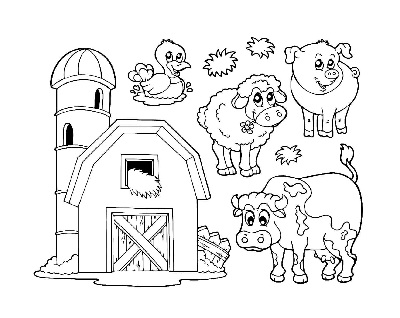 coloriage une ferme avec animaux
