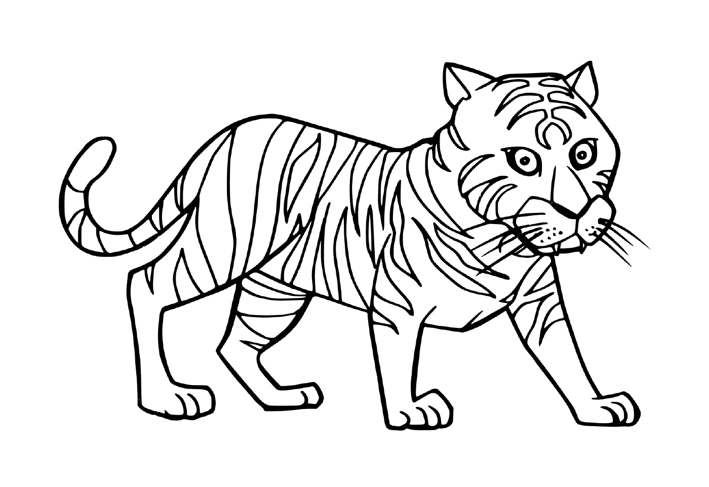 coloriage cartoon cute tigre