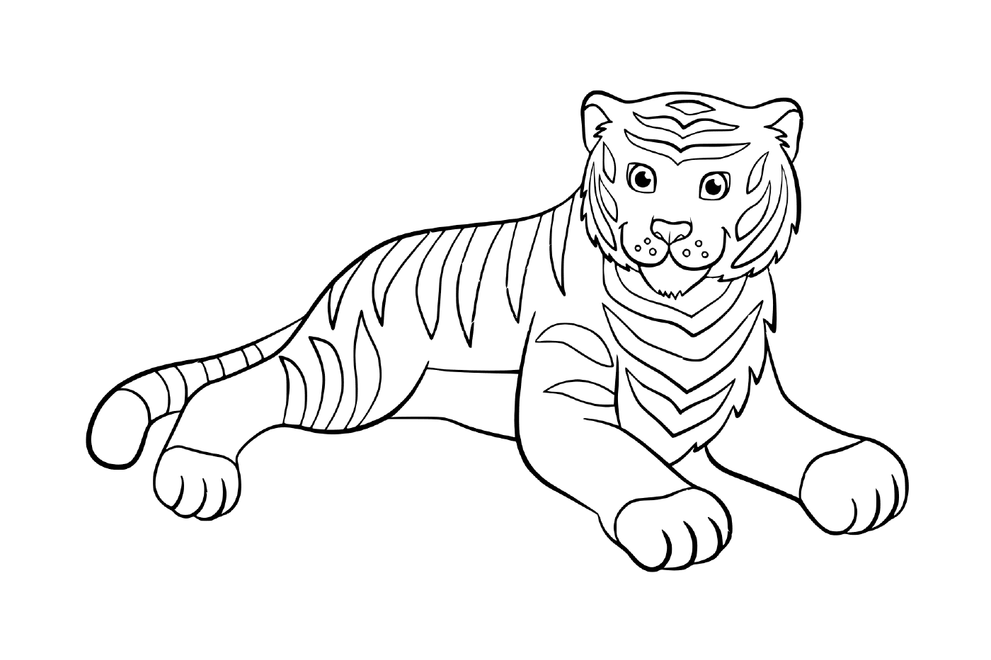 coloriage adorable tigre qui se repose