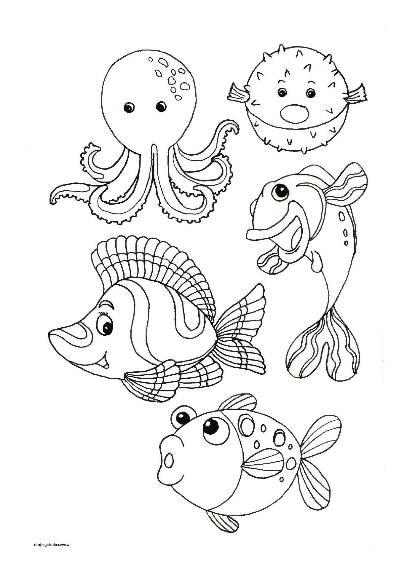coloriage animaux marin de la mer pour enfants