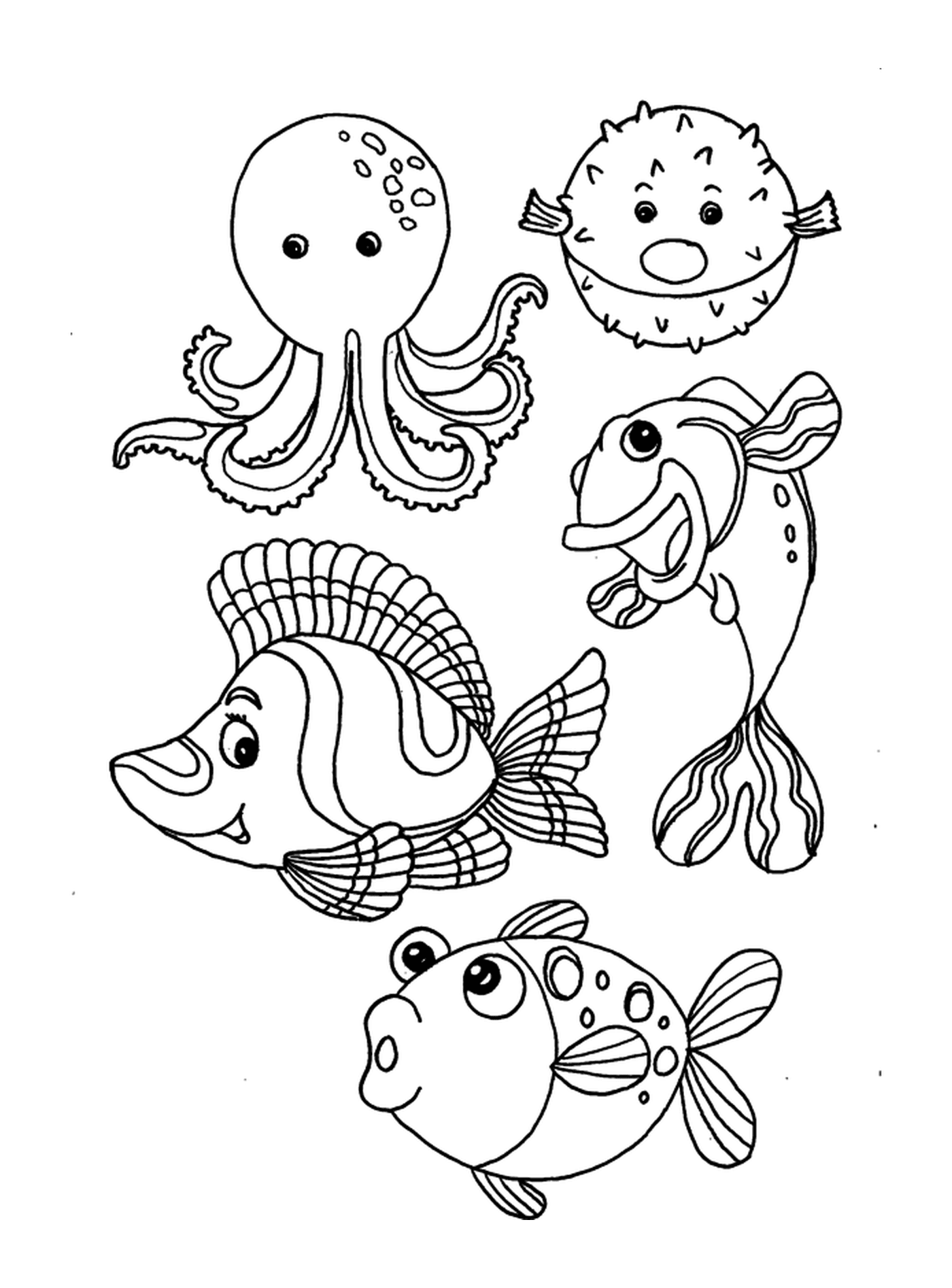 coloriage poissons animaux de la mer