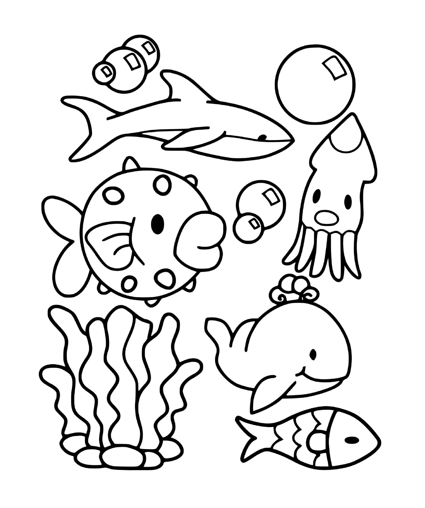 coloriage animaux de la mer facile